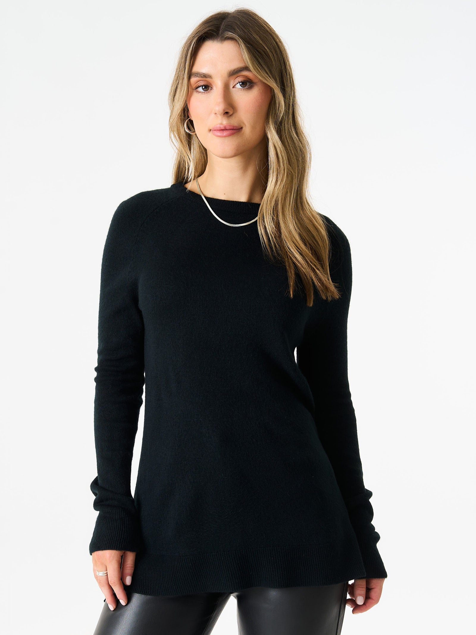 Black Crew Neck Fine Knit Oversized Jumper