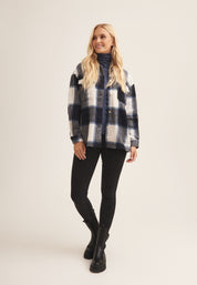 Navy Check Oversized Pocket Detail Shacket