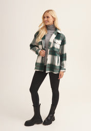 Green Check Oversized Pocket Detail Shacket