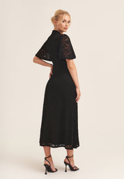 Black Angel Sleeve Midaxi Dress