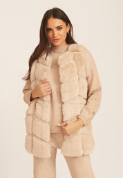 Stone Box Cut Faux Fur Gilet Jacket