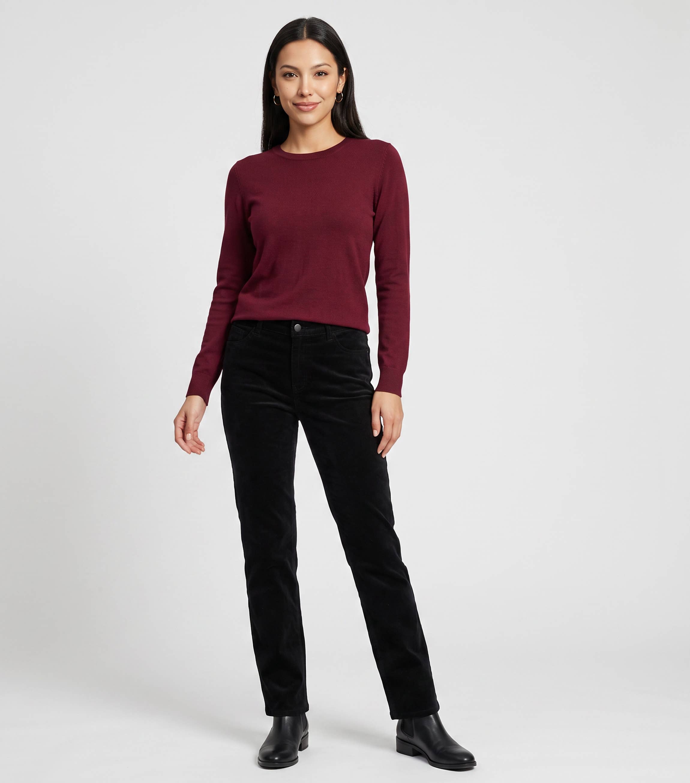 Black Corduroy Tapered Leg Trousers