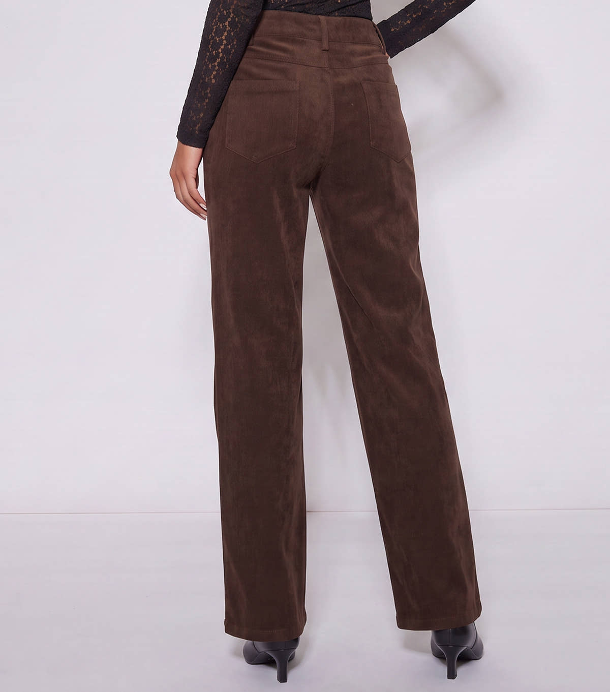 Brown Cord Straight Leg Trousers – View 2 | Gini London