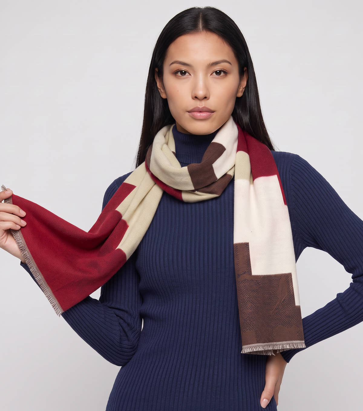 Multi Ladies Abstract Geometric Print Scarf
