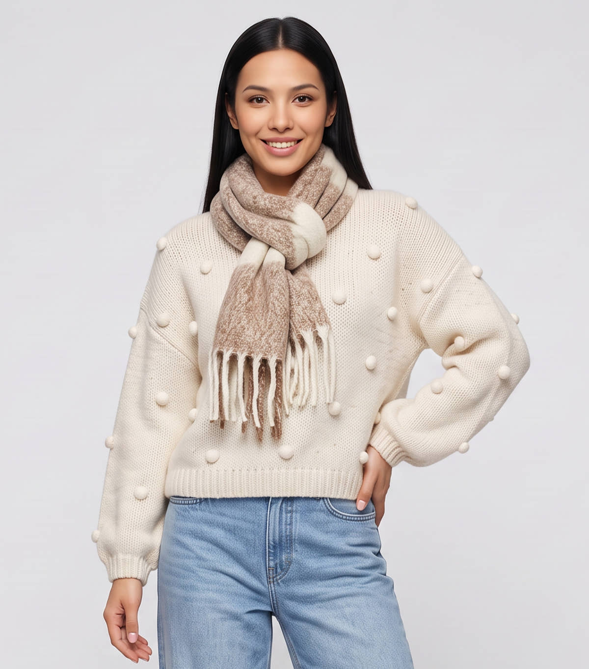 Multi Ladies Abstract Superfluffy Fringe Scarf