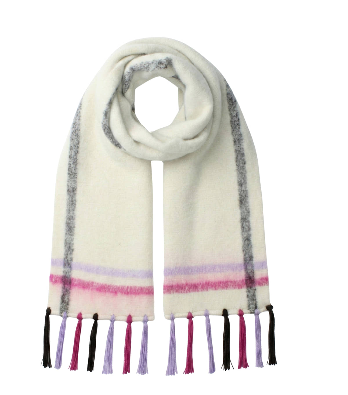 Multi Ladies Check Scarf With Tassel Fringe