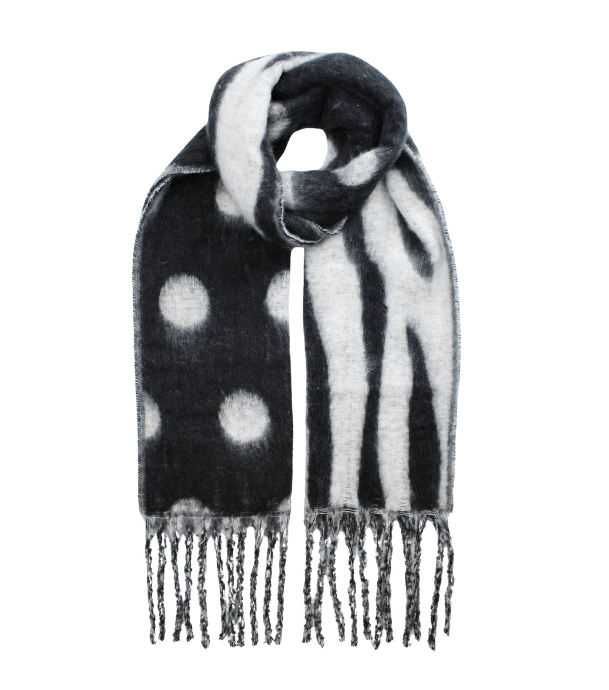 Multi Ladies Superfluffy Scarf With Tassels