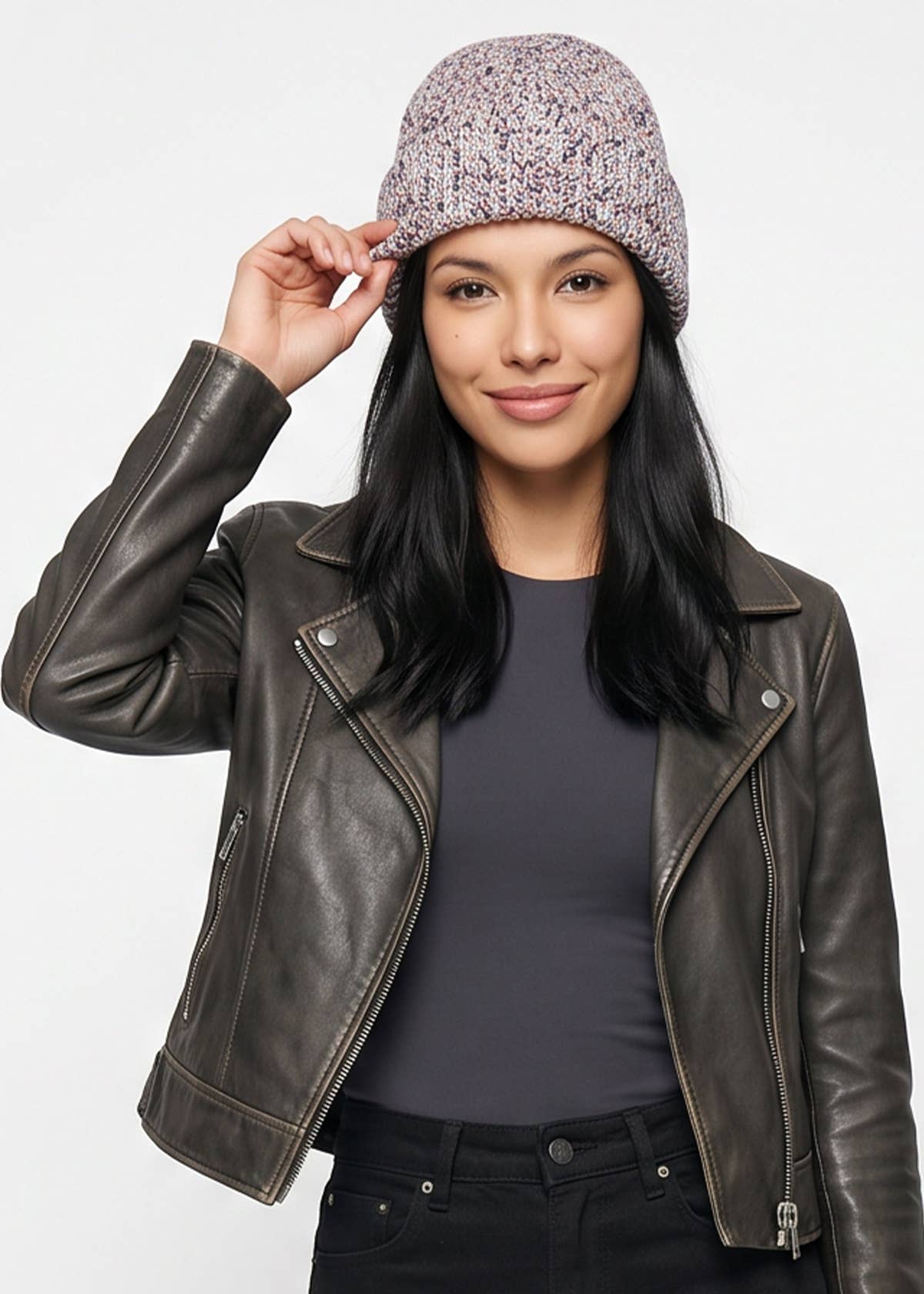 Gini London Multi Ladies Speckle Yarn Beanie Hat