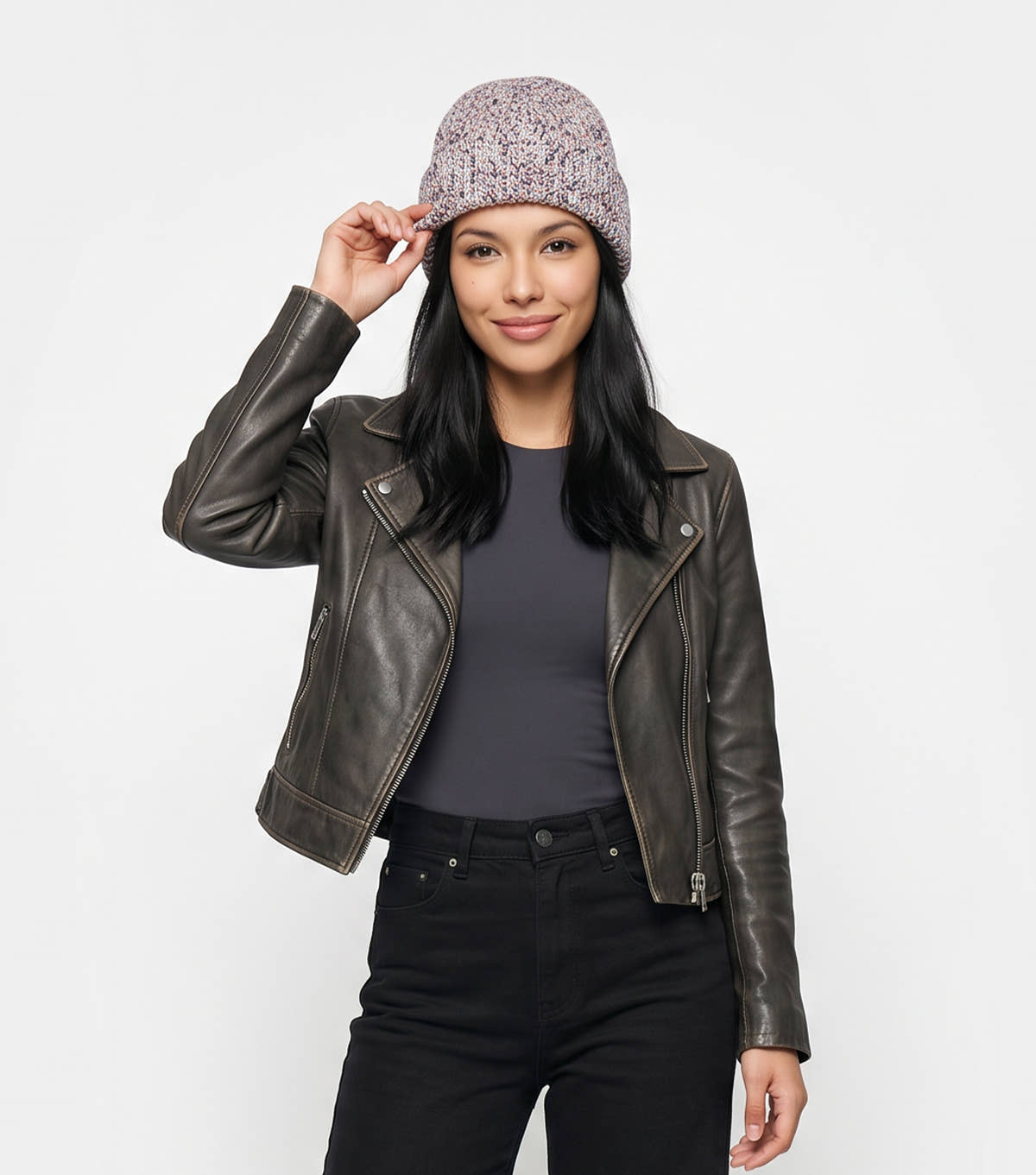 Multi Ladies Speckle Yarn Beanie Hat