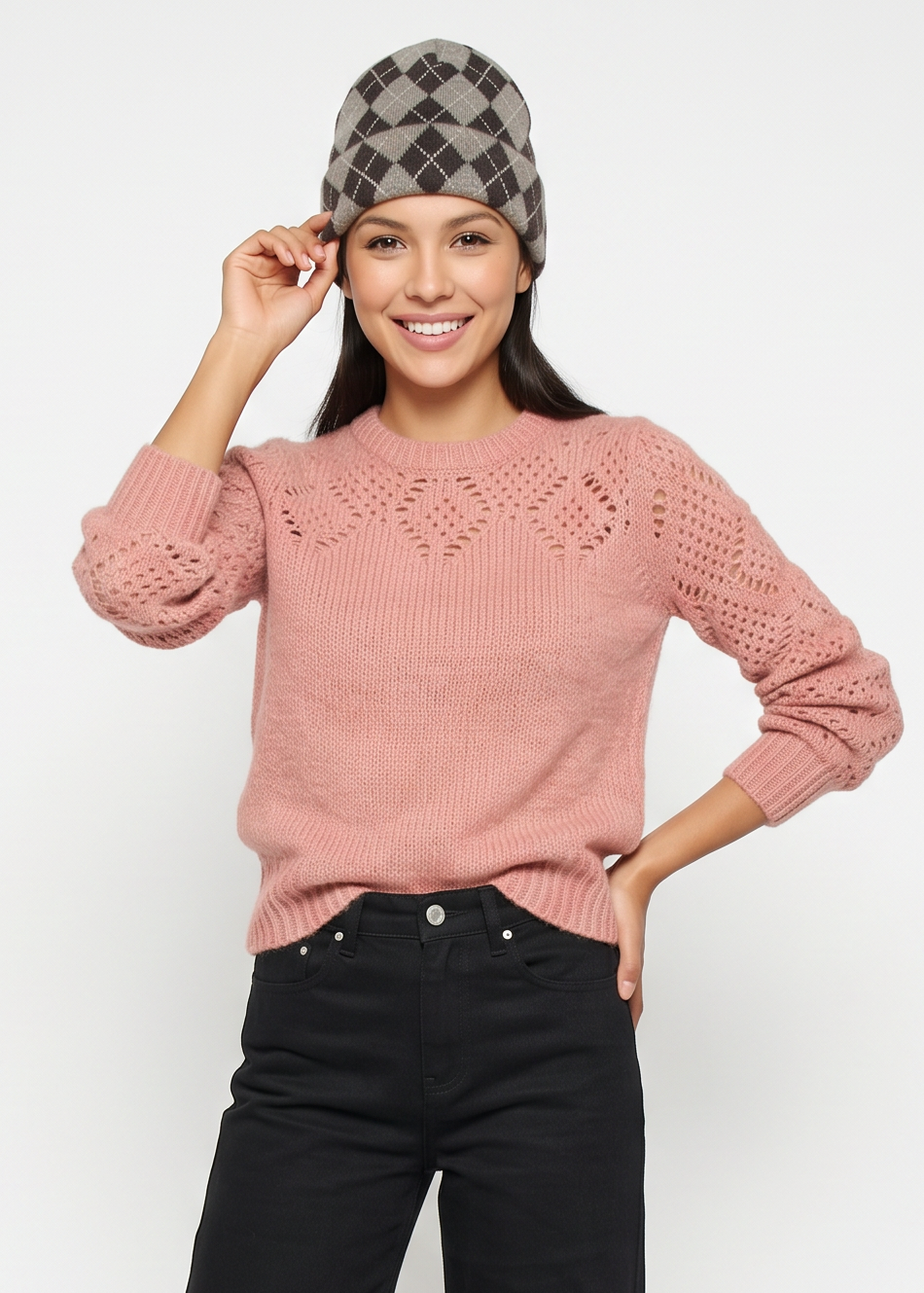 Gini London Multi Ladies Argyle Beanie Hat