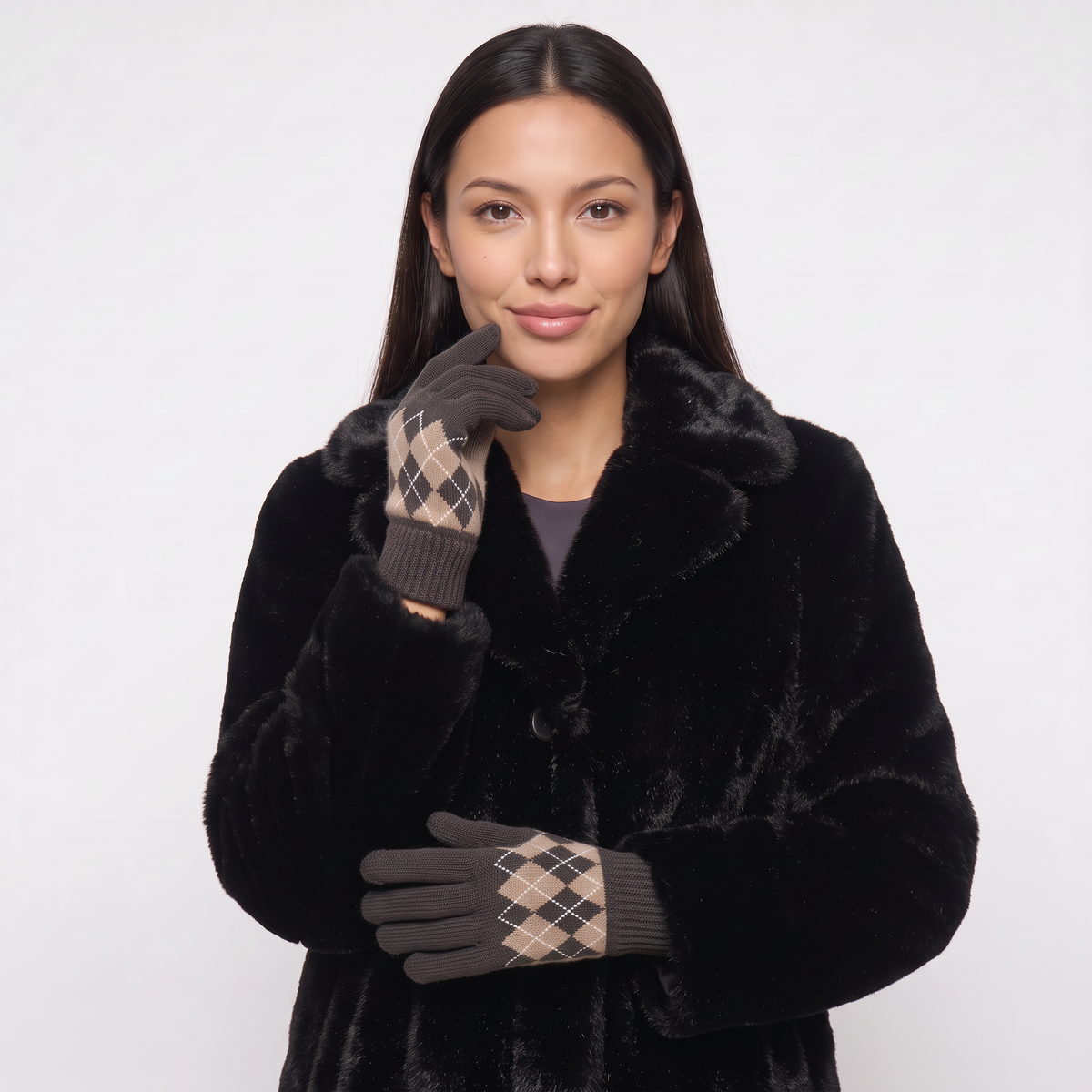 Multi Argyle Print Gloves
