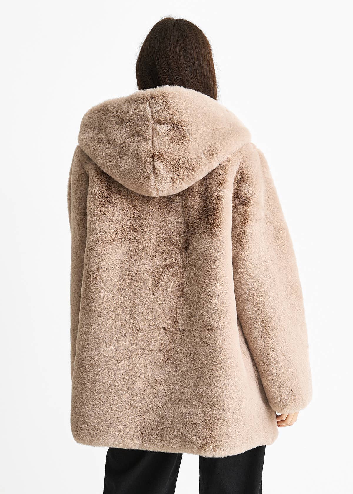 Mink Hooded Long Sleeve Faux Fur Jacket – View 2 | Gini London