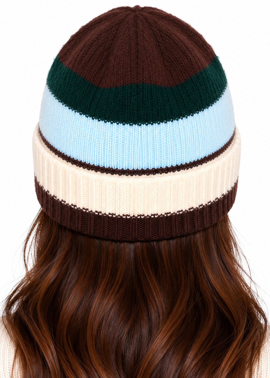 Gini London Multi Ladies Striped Beanie Hat
