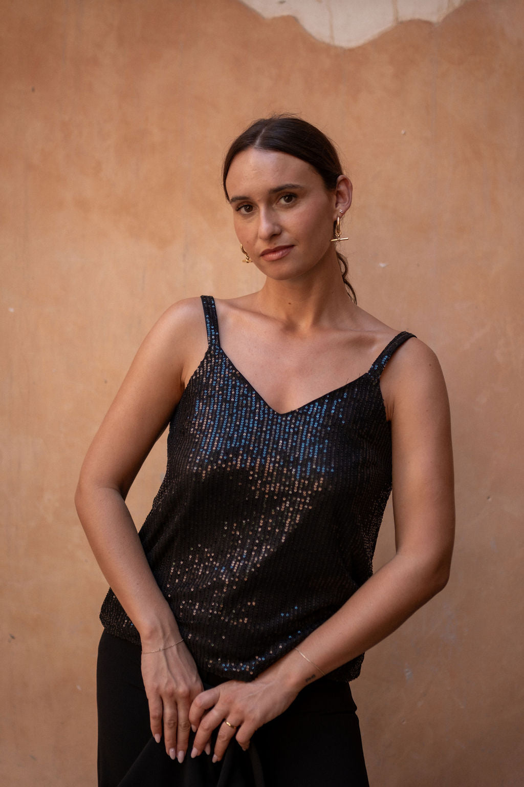 Sequin V Neck Cami Top