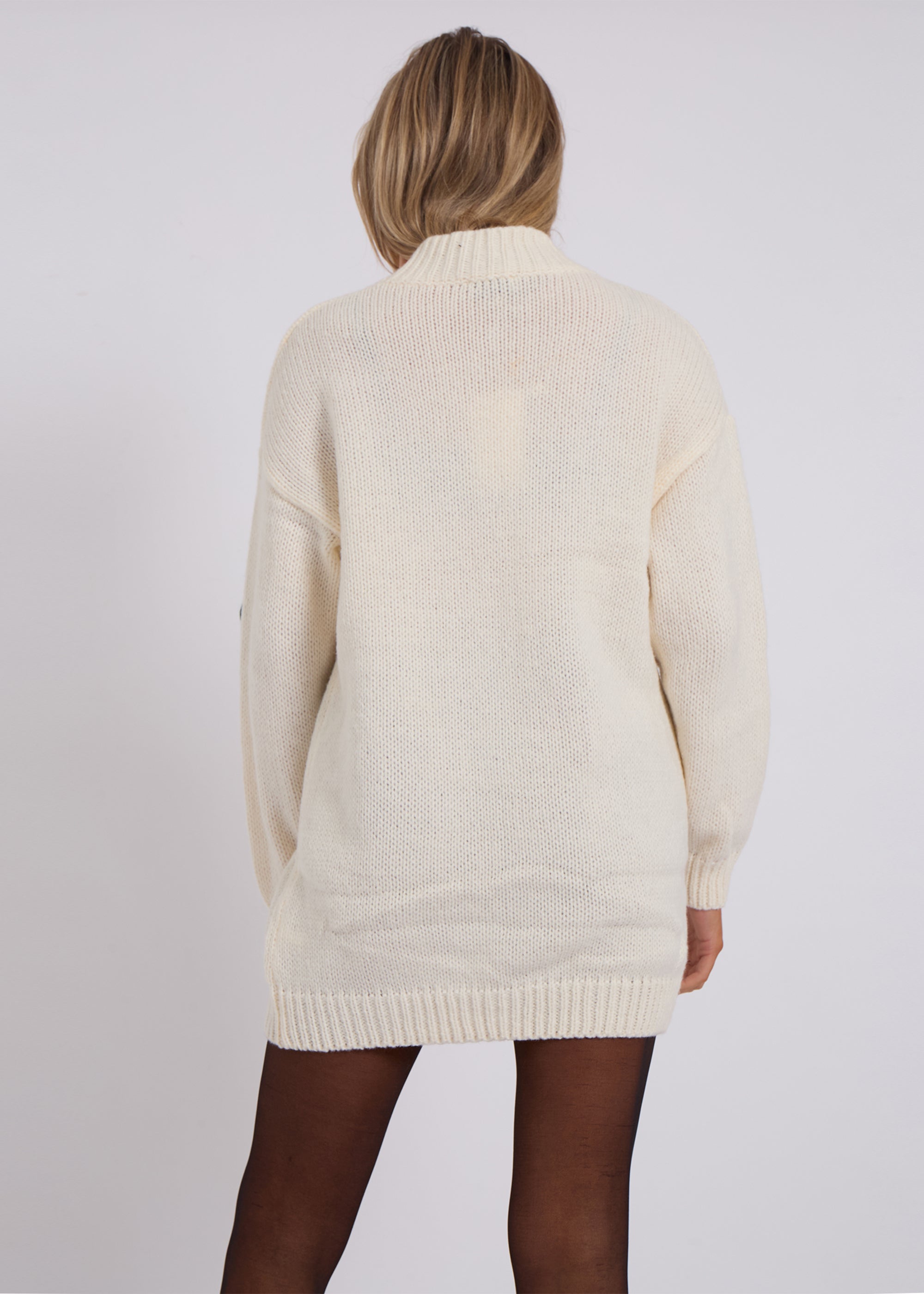 Cream Floral Appliqué High Neck Oversized Jumper