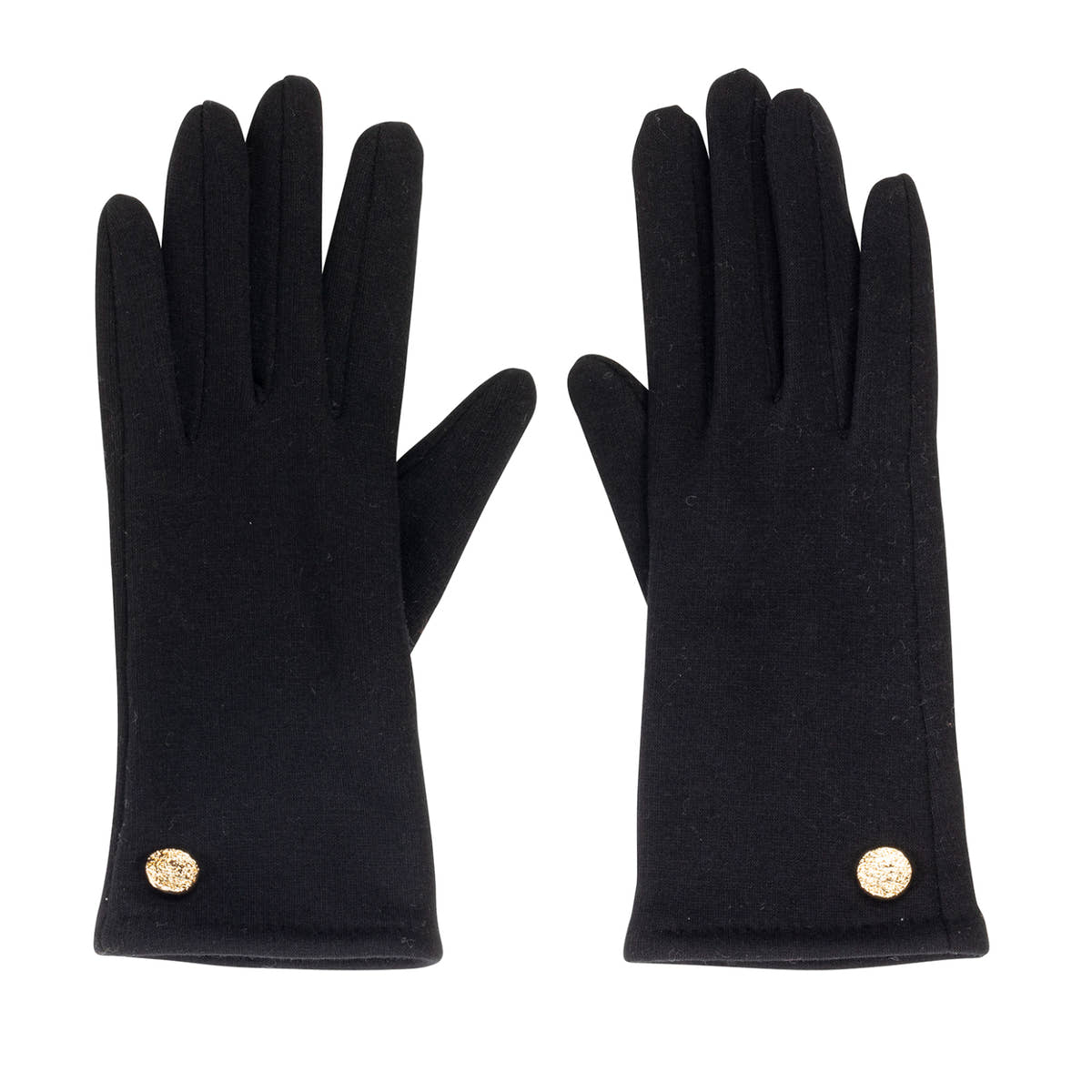 Black Gold Button Detail Gloves