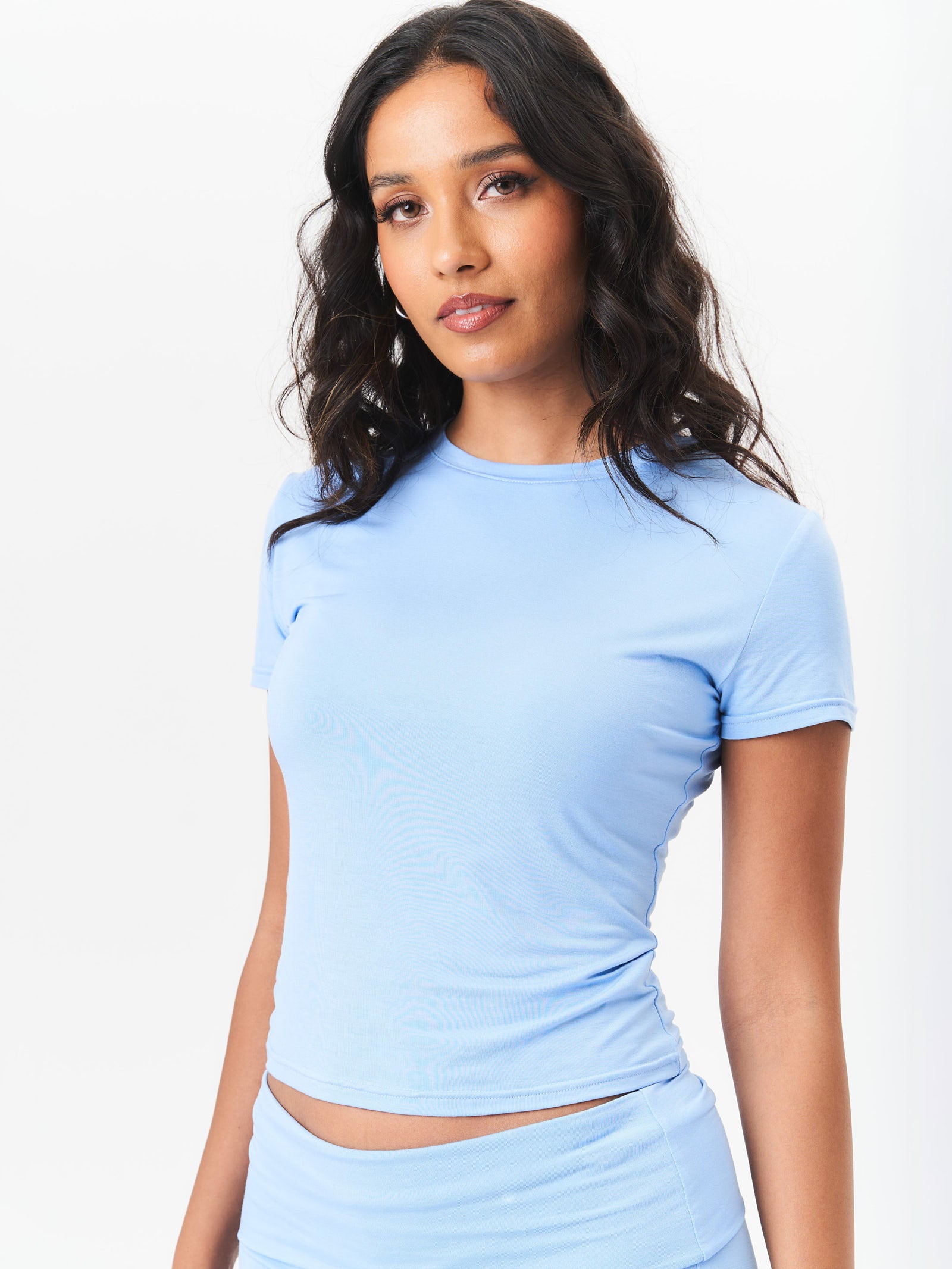 Blue Short Sleeves Relaxed Fit Tee