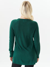 Green Crew Neck Fine Knit Oversized Jumper