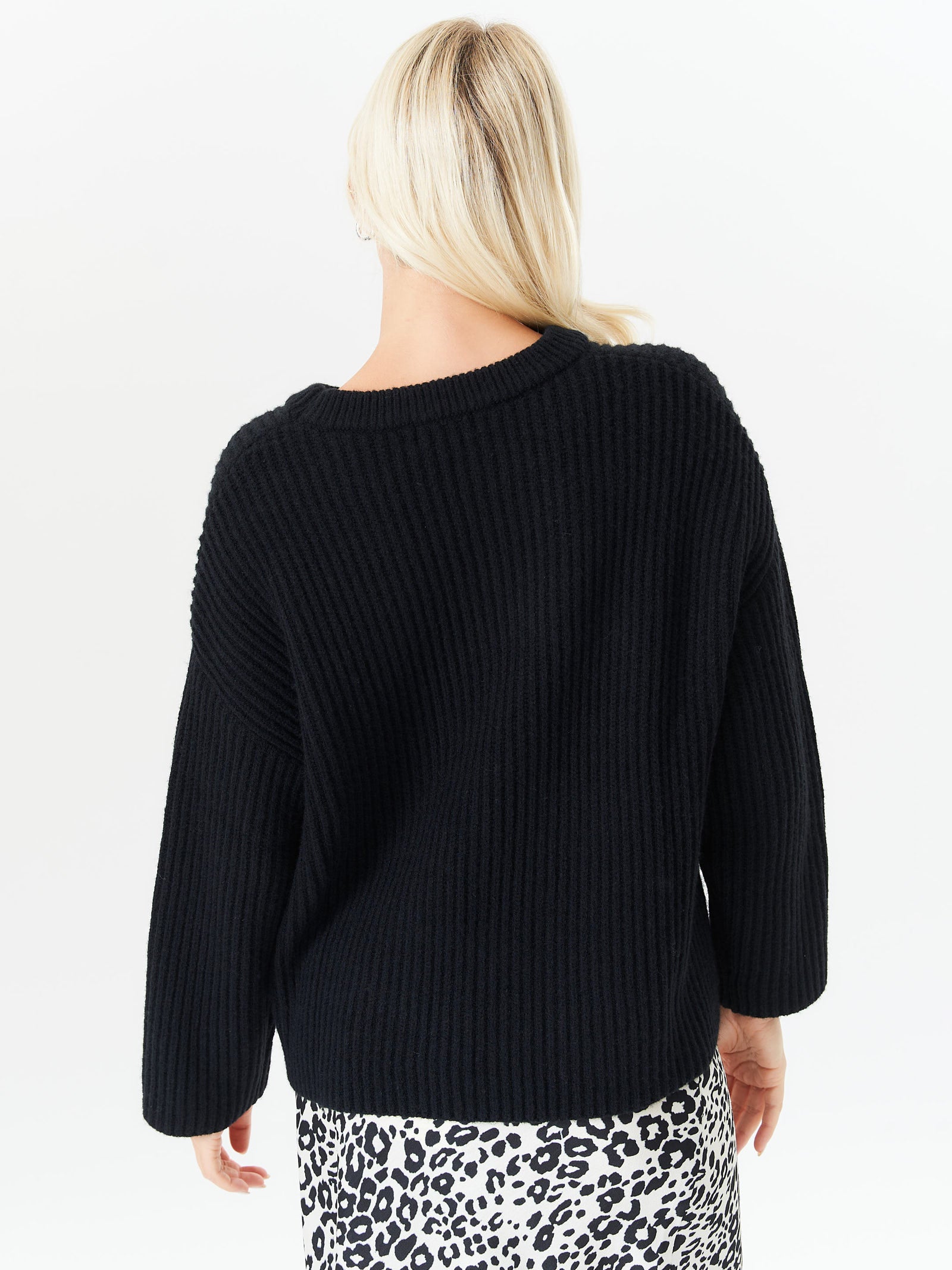 Black Chunky Knit Oversized Jumper