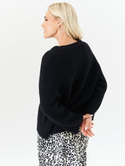 Black Chunky Knit Oversized Jumper