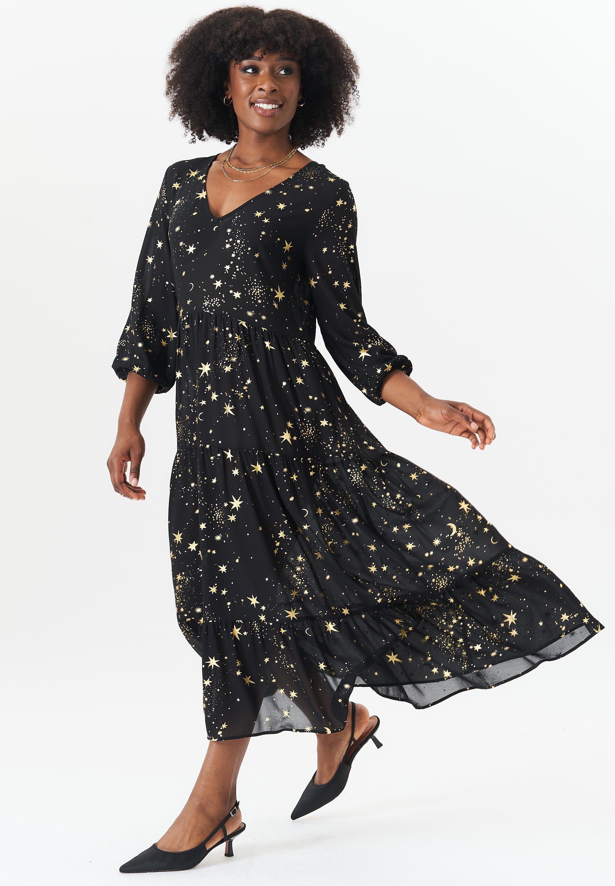 Black Star Smock Maxi Dress