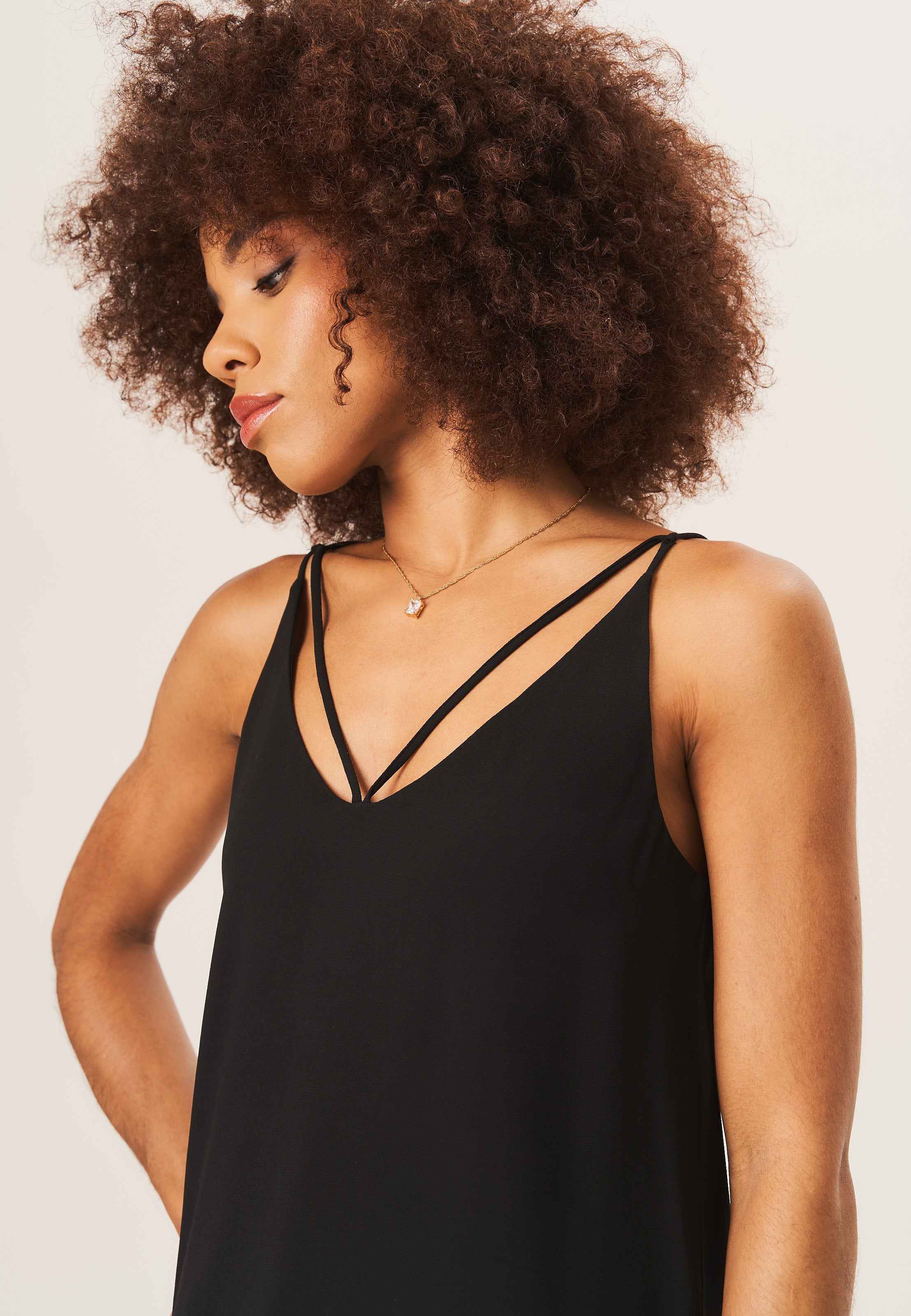 Black Plain Strappy Cami Top