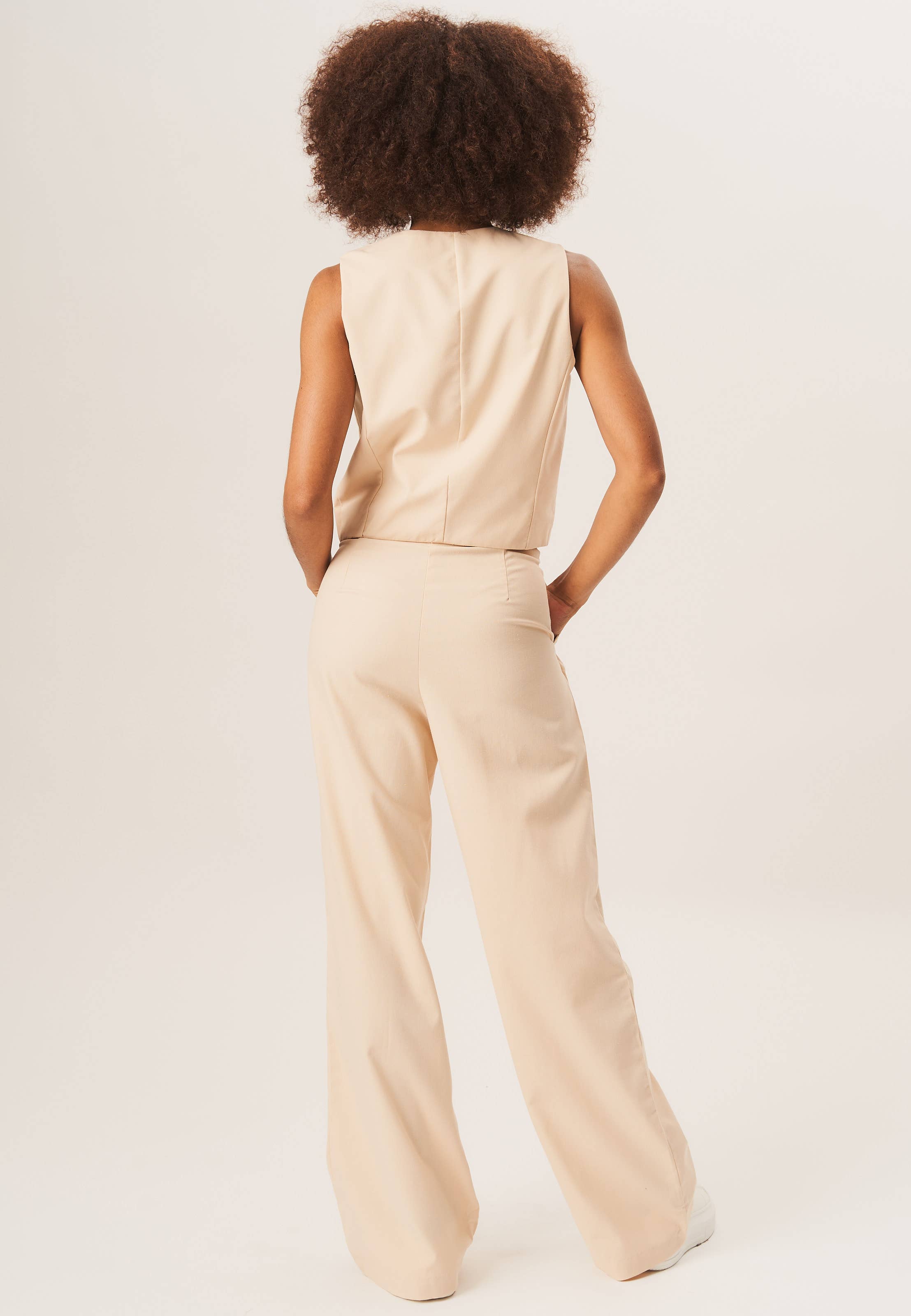 Stone Tailored Cotton Wide Leg Trousers