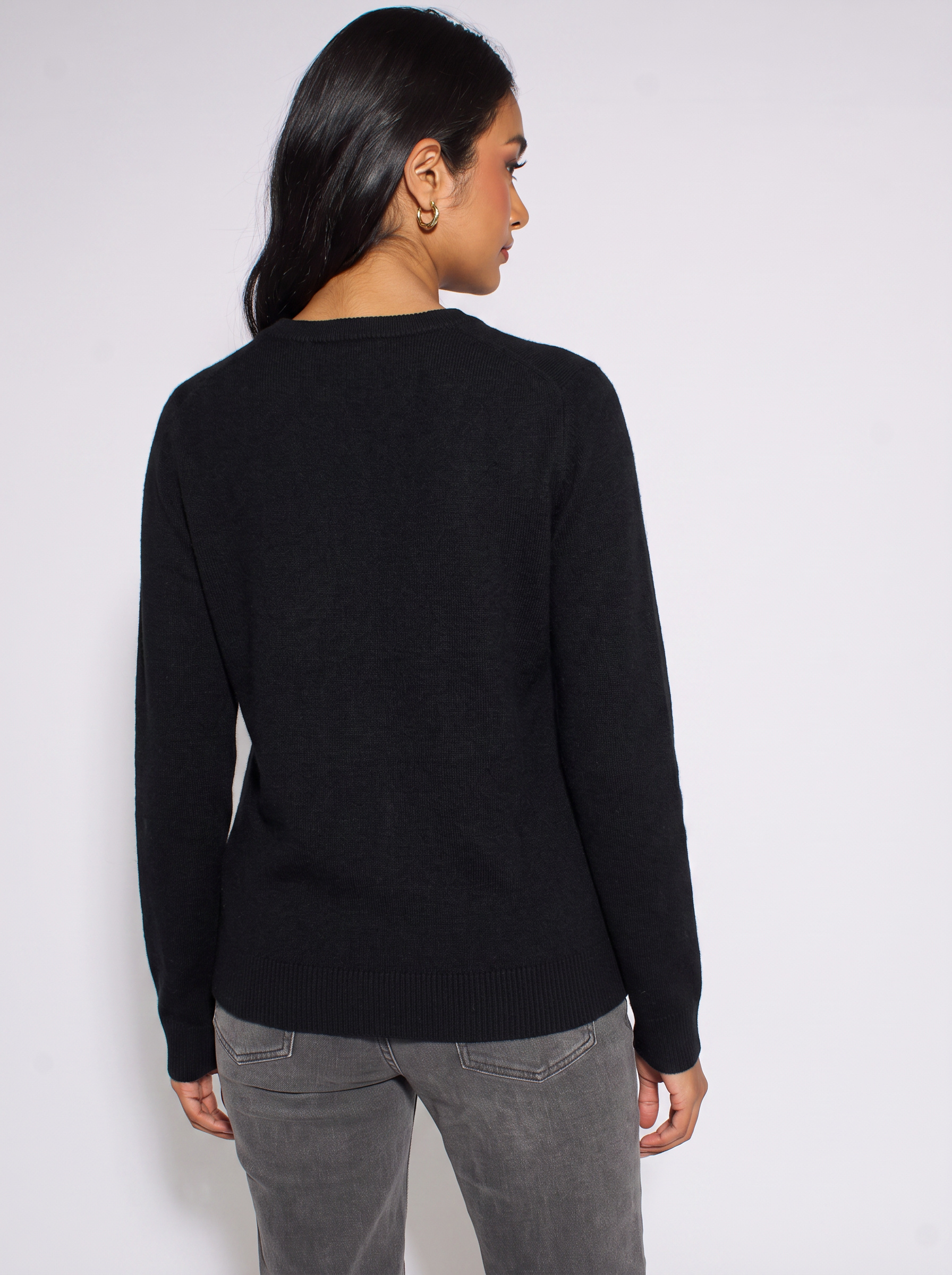 Black Crew Neck Fine Knit Oversized Jumper