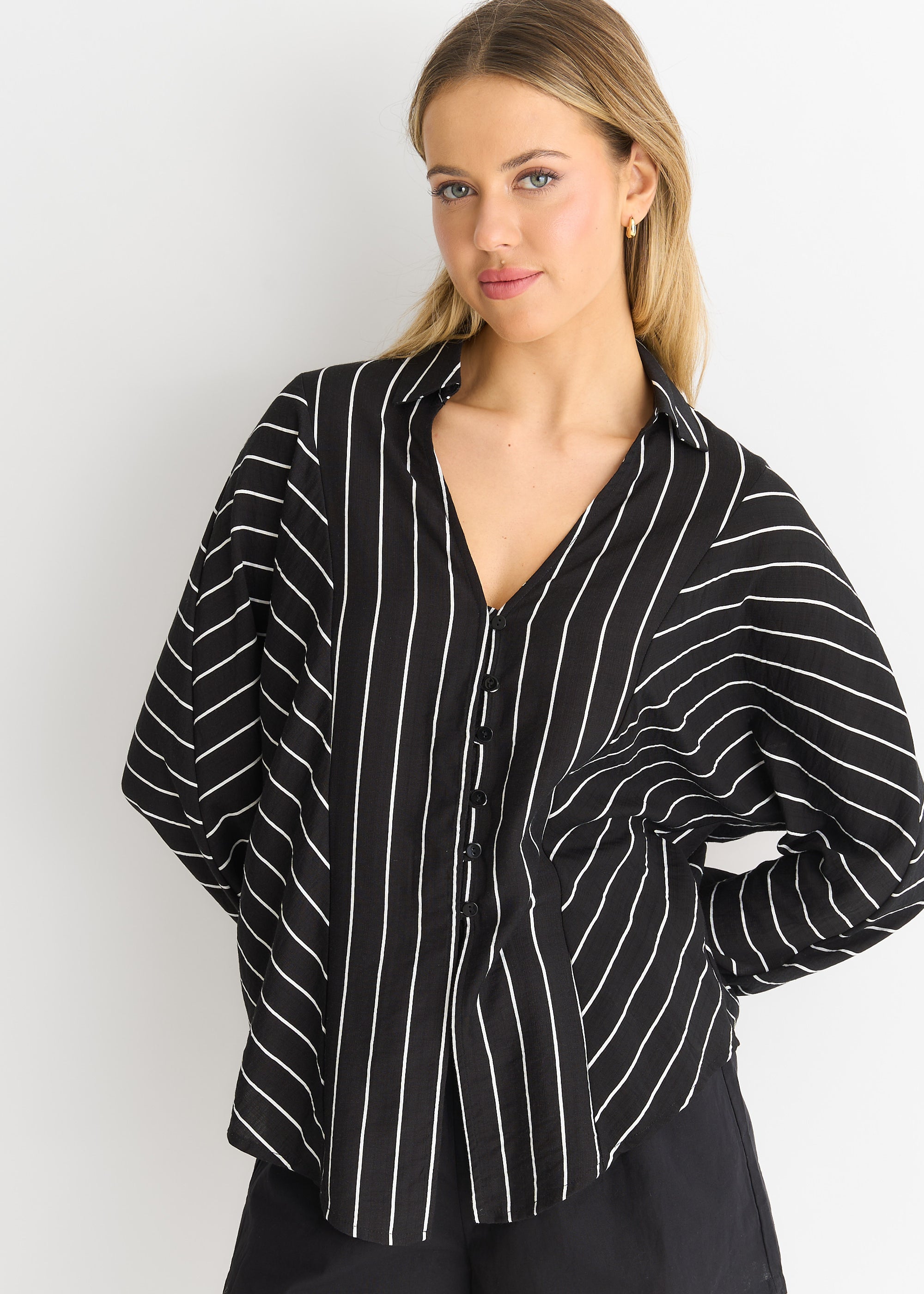 Long Sleeve Batwing Stripe Shirt