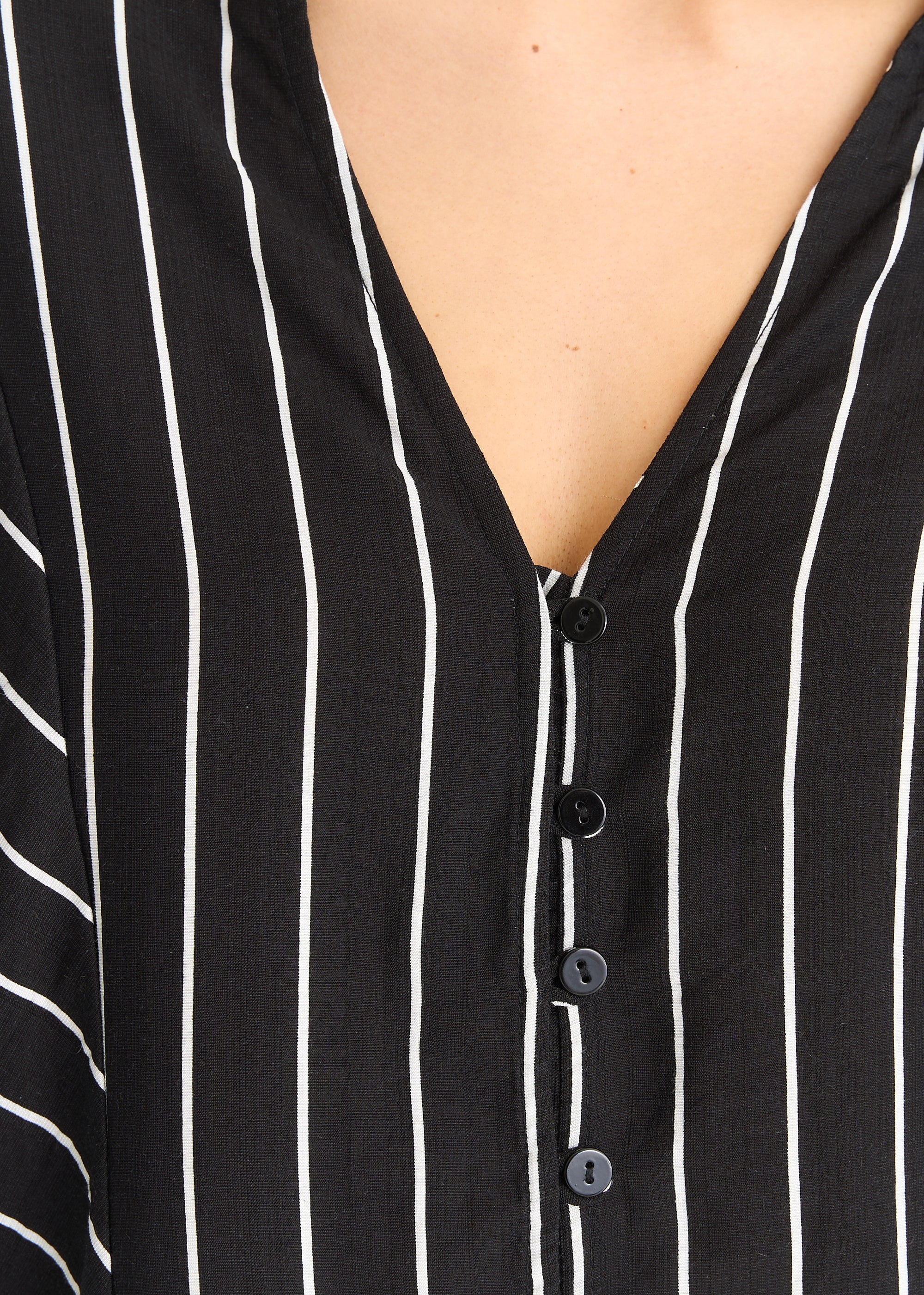 Black Long Sleeve Batwing Stripe Shirt