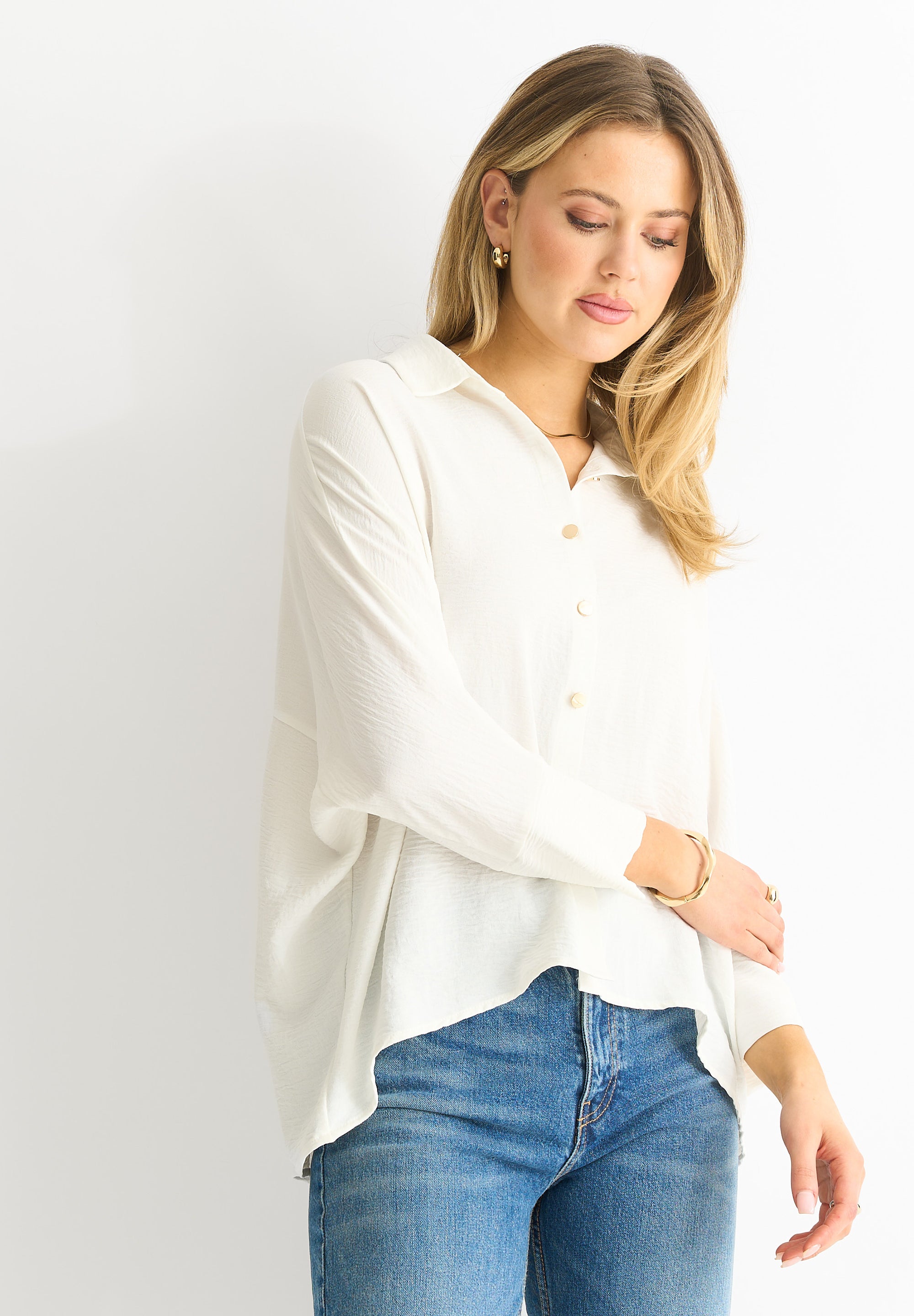 White Kimono Oversized Blouse