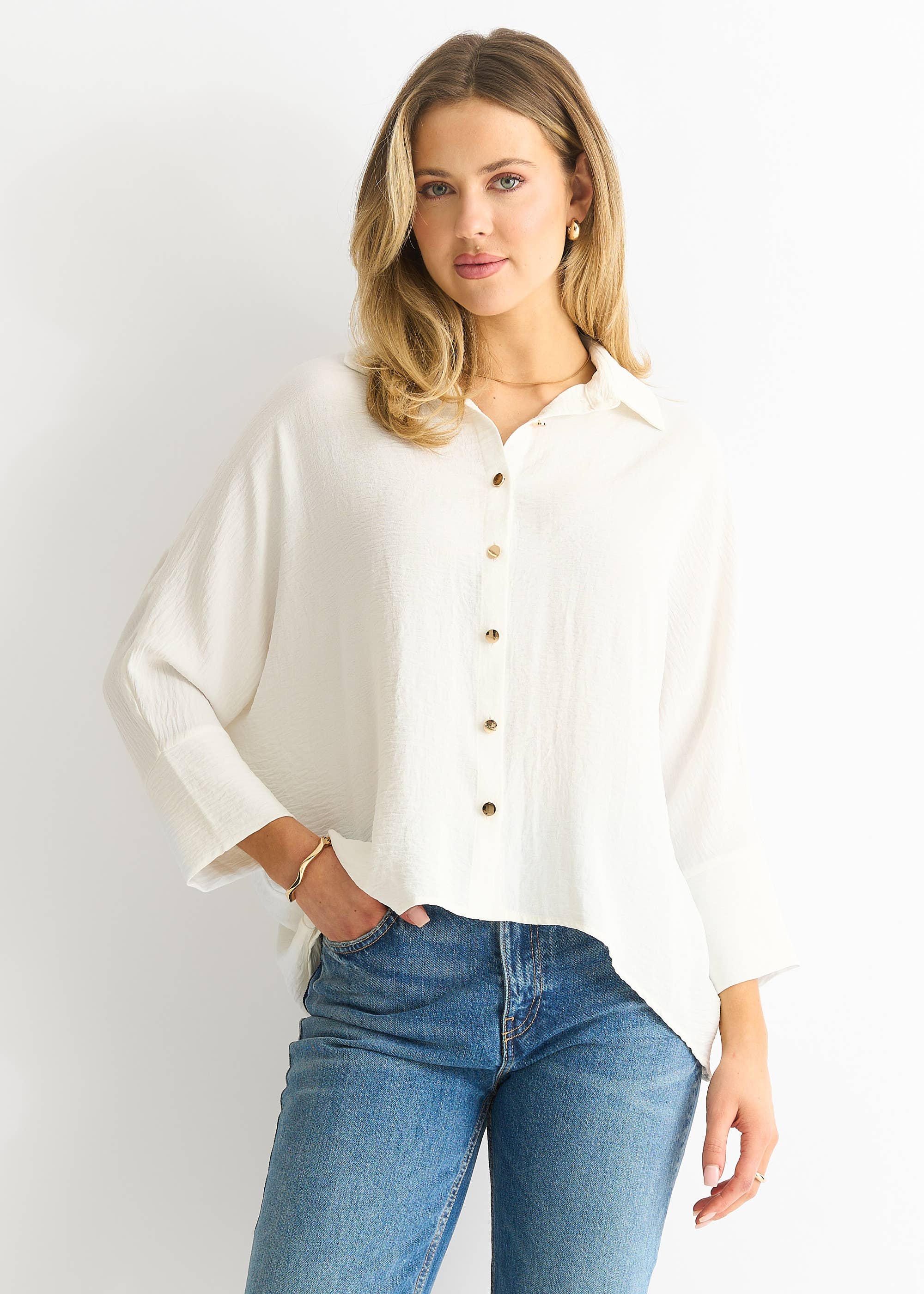 Ivory Kimono Oversized Blouse