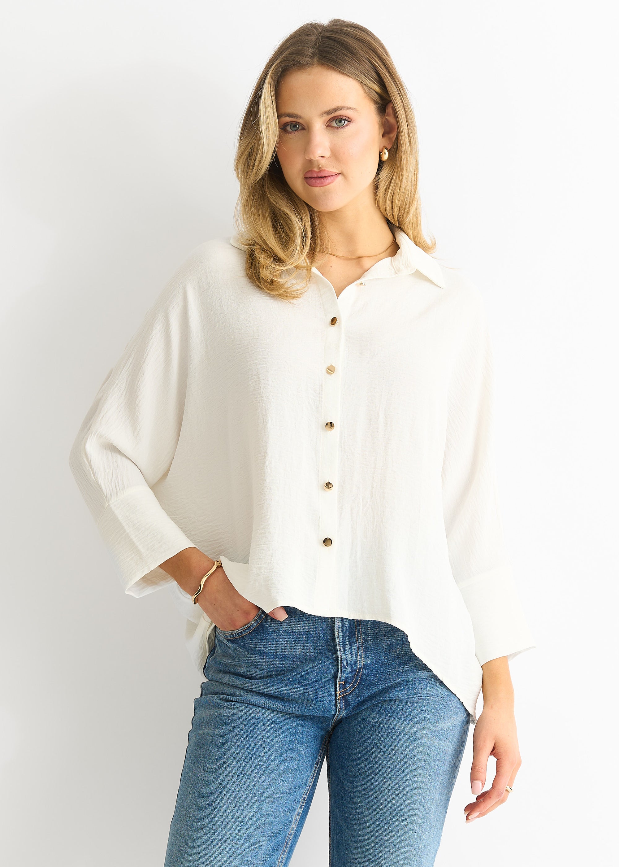 Ivory Kimono Oversized Blouse