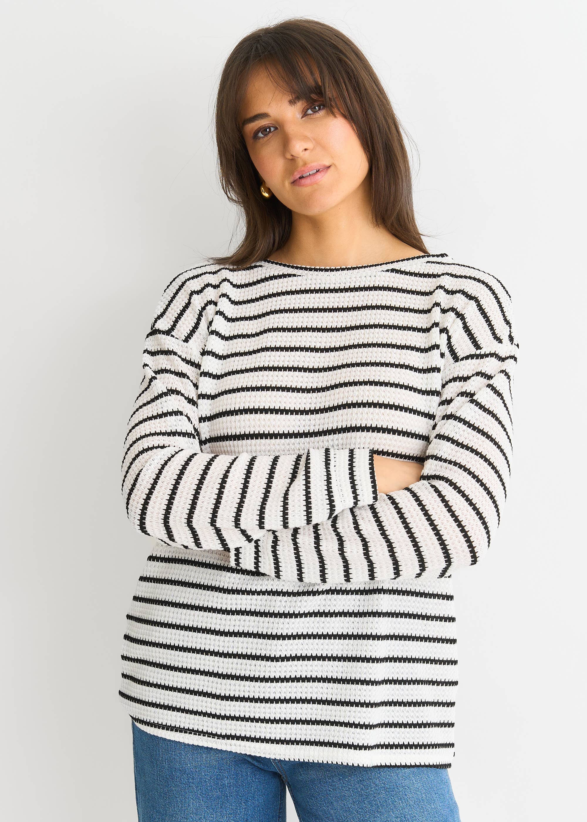 Mono Stripe Oversized Knit Jumper