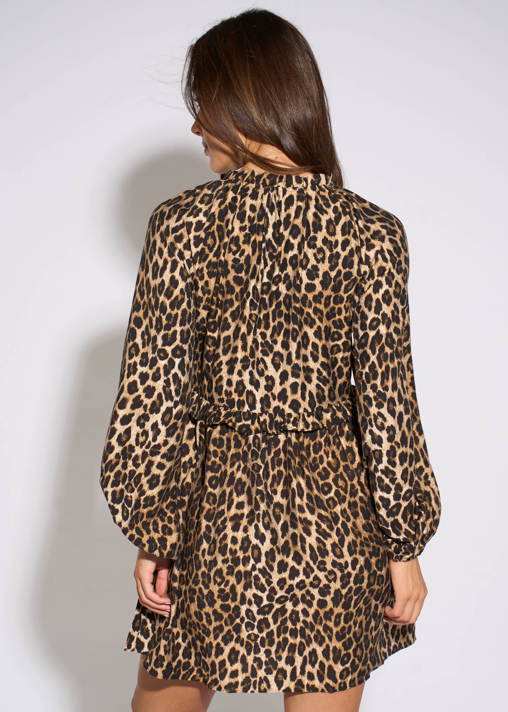 Brown Animal Smock Mini Dress