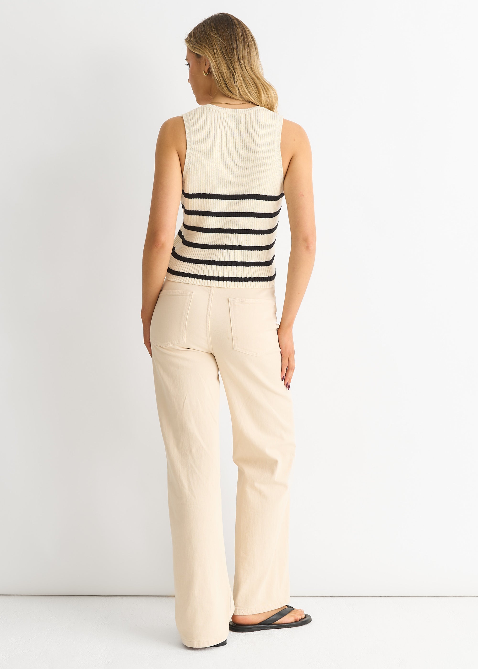 Mono Stripe Knit Waist Coat Vest