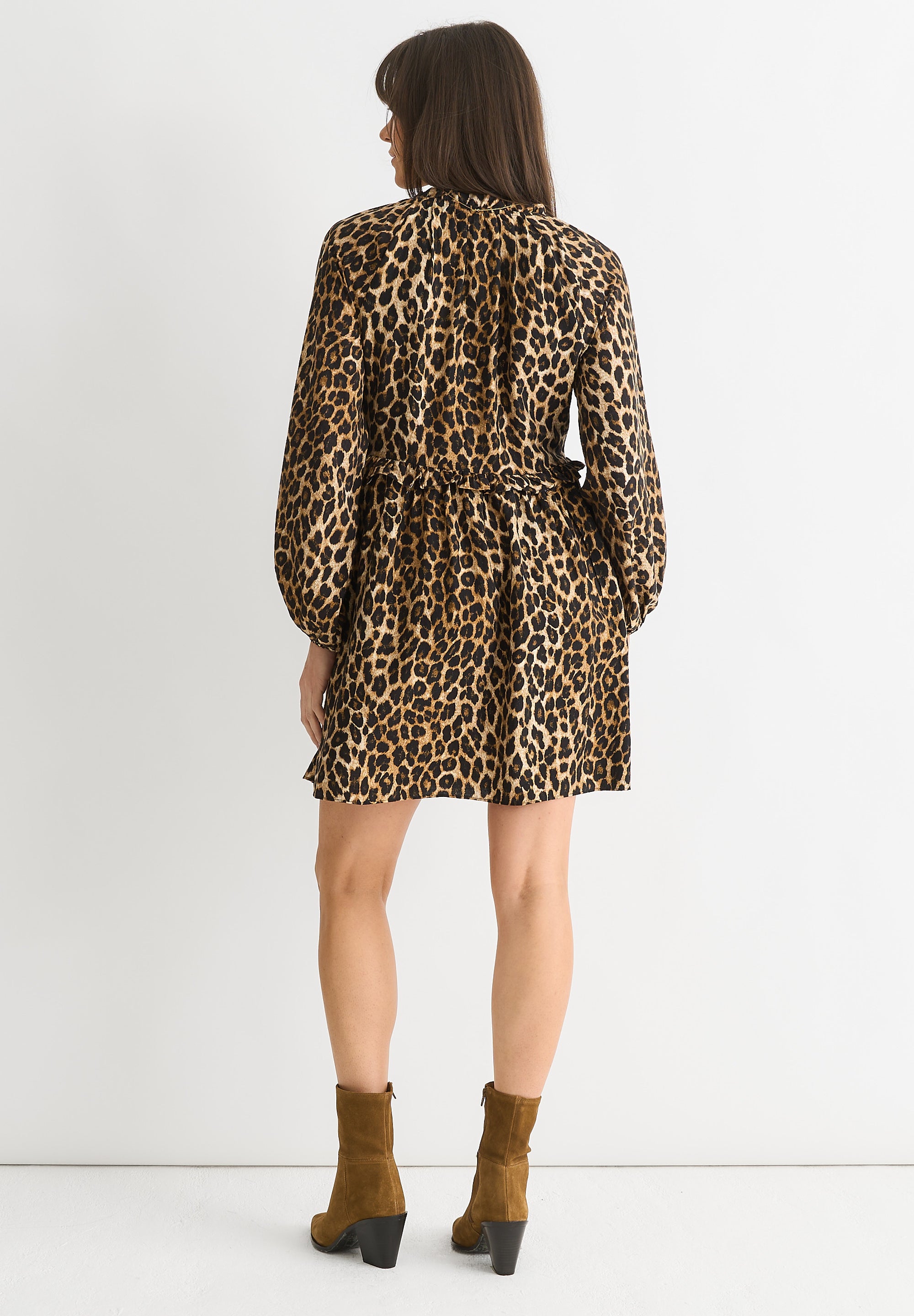 Brown Animal Smock Mini Dress