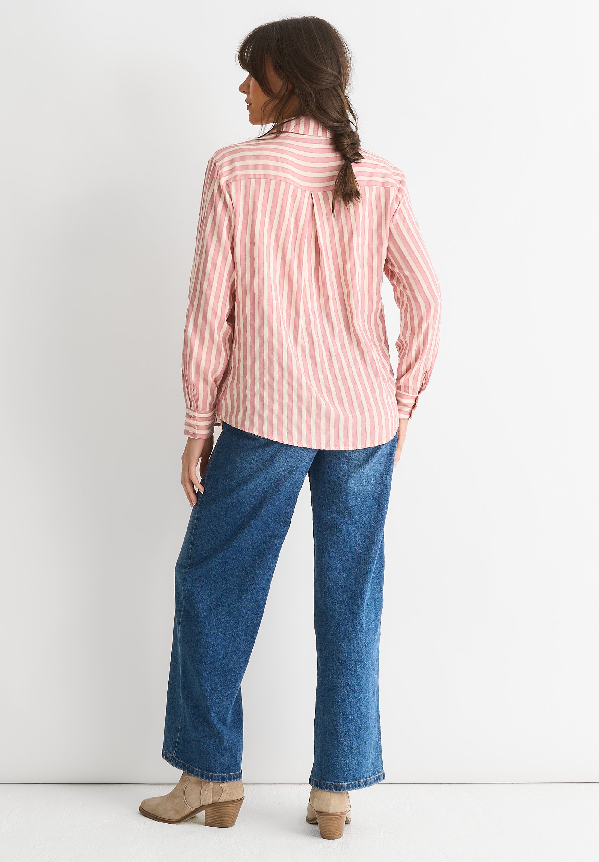 Blush Stripe Viscose Oversized Shirt