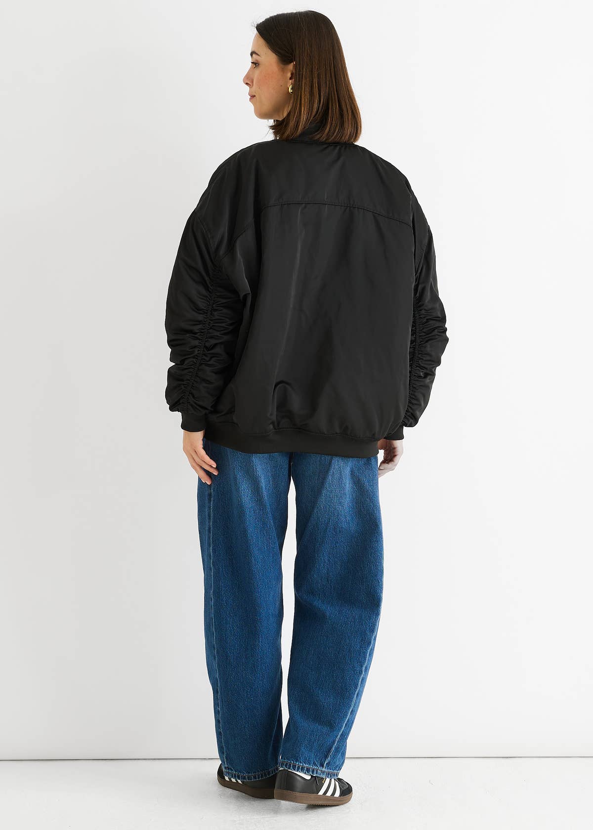 Black Padded Oversized Bomber Jacket – View 4 | Gini London