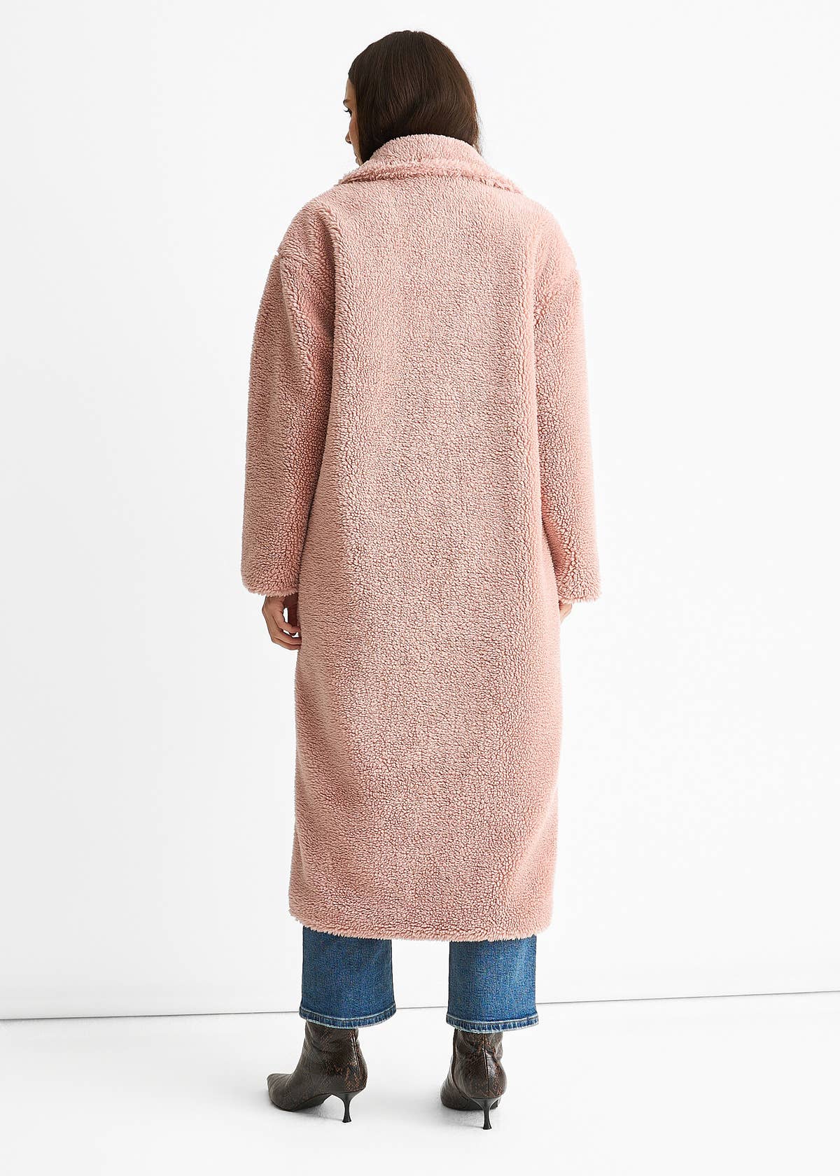 Blush Longline Teddy Coat – View 2 | Gini London
