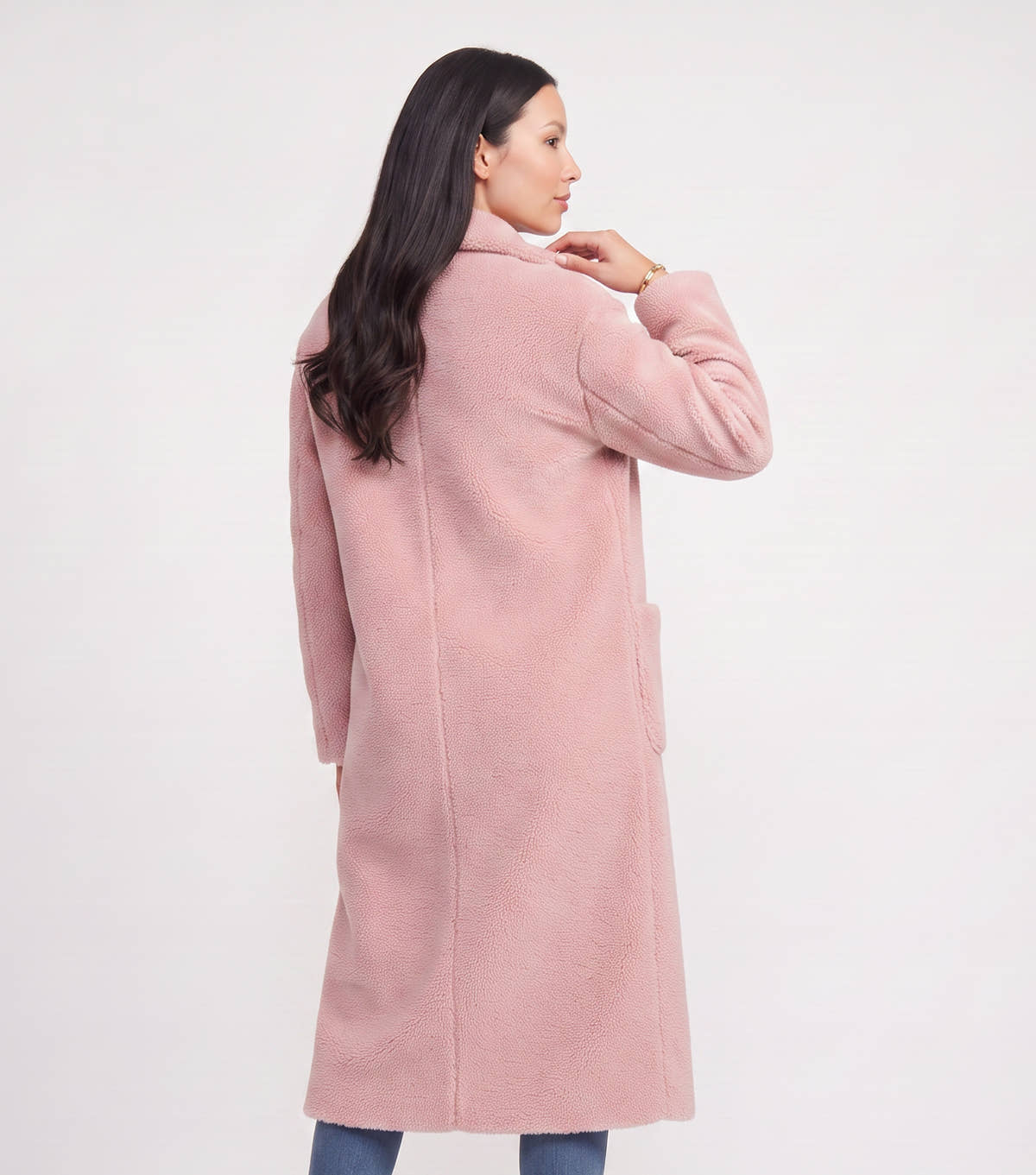 Blush Longline Teddy Coat