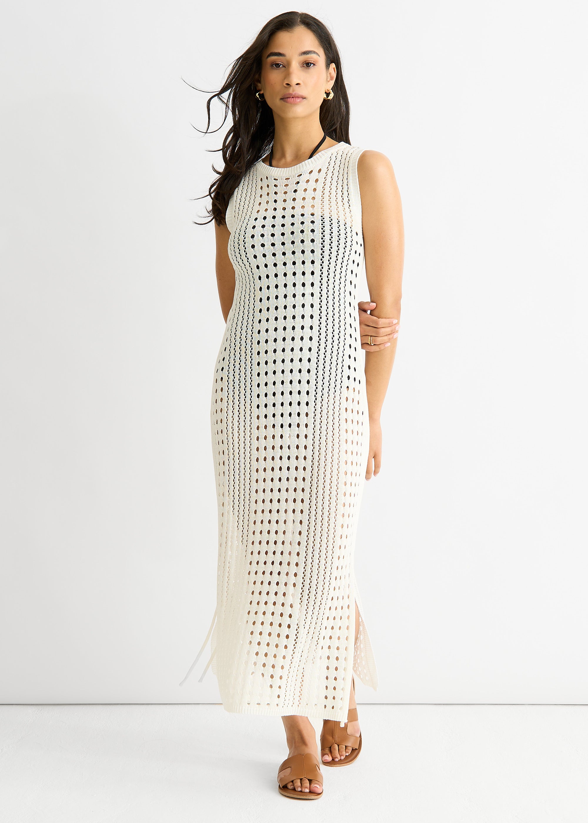 Crochet Knit Bodycon Midi Dress