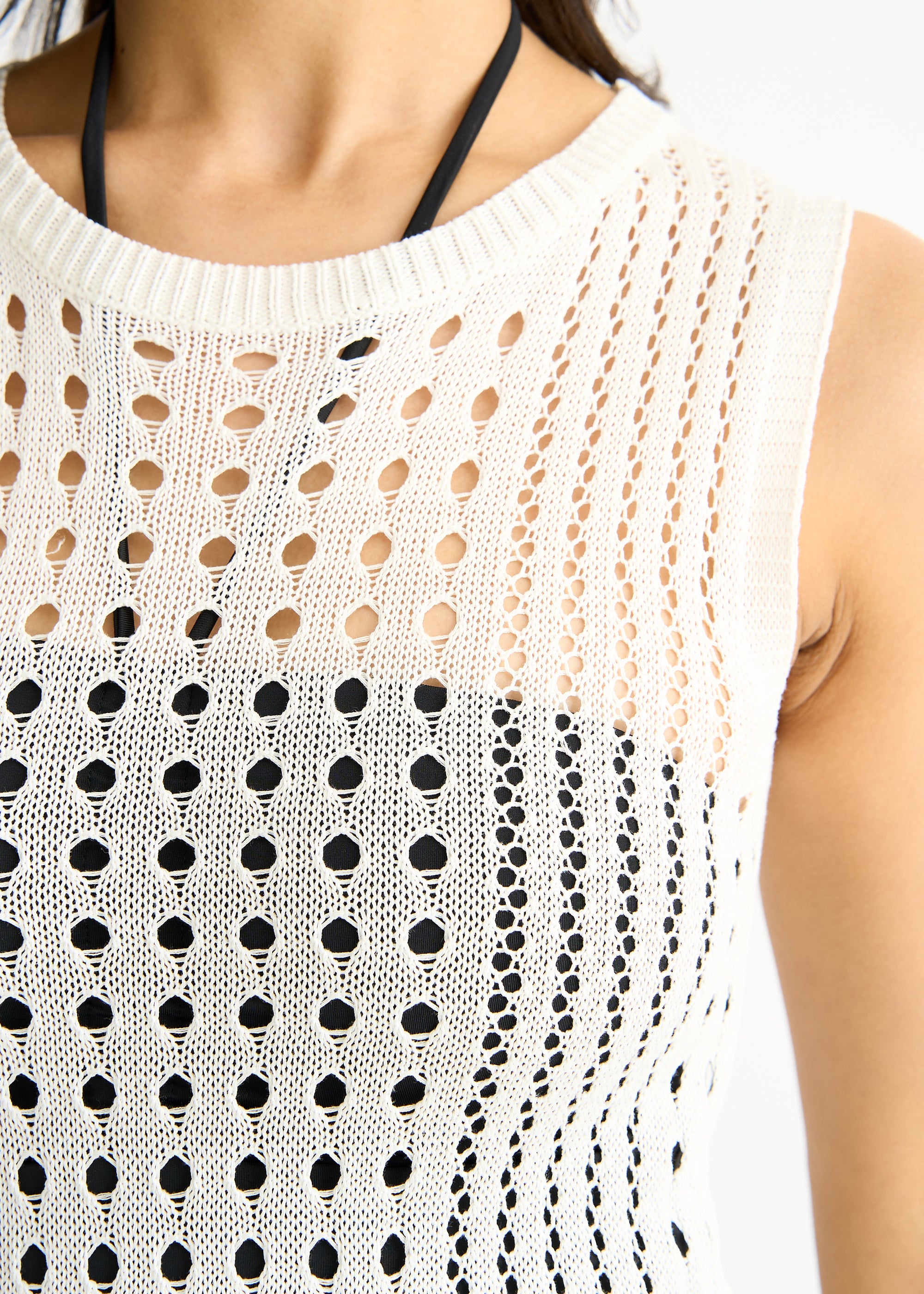 White Crochet Knit Bodycon Midi Dress Gini London White Crochet Knit Bodycon Midi Dress Gini London