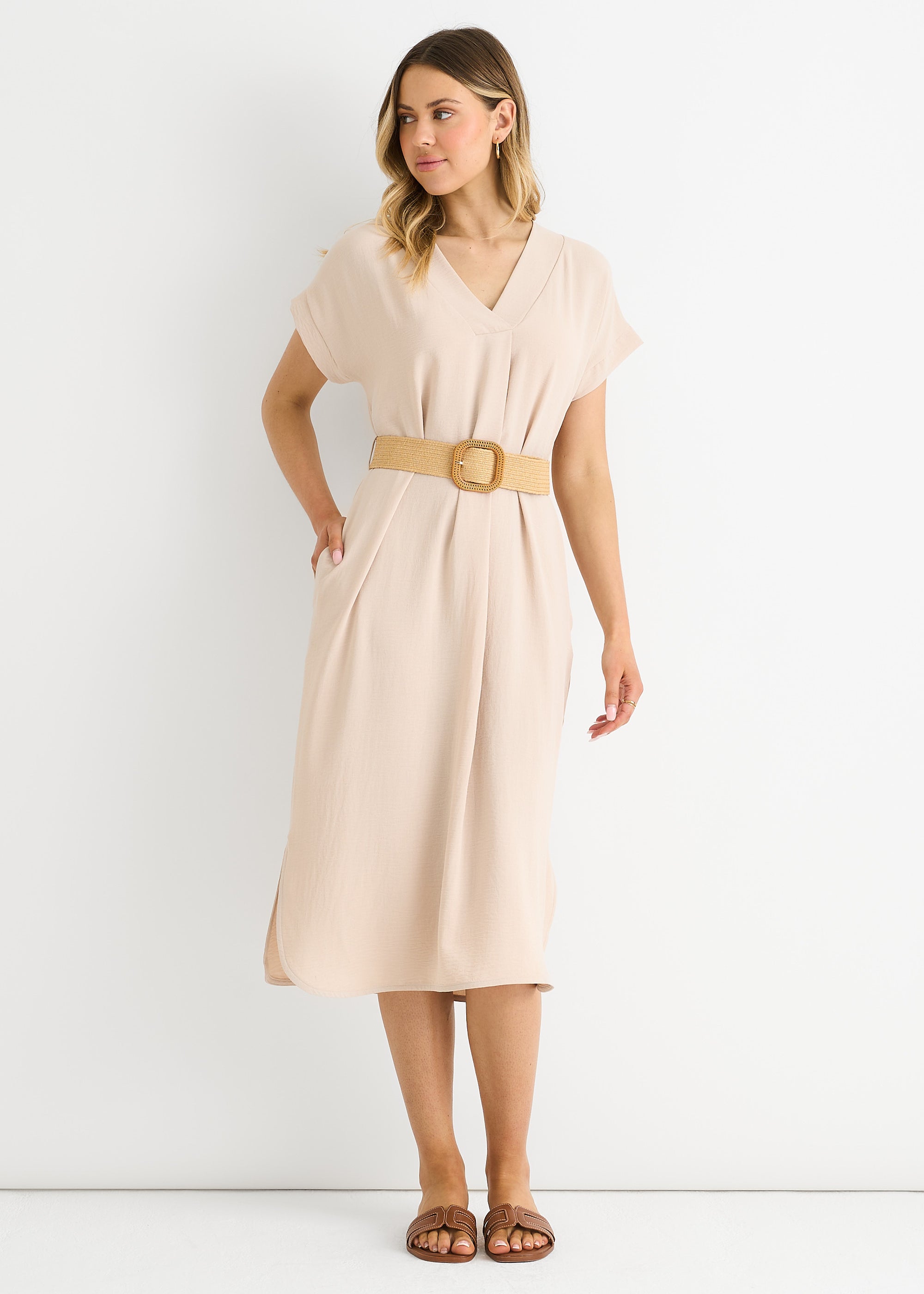 Air Flow Belted Oversized Dress