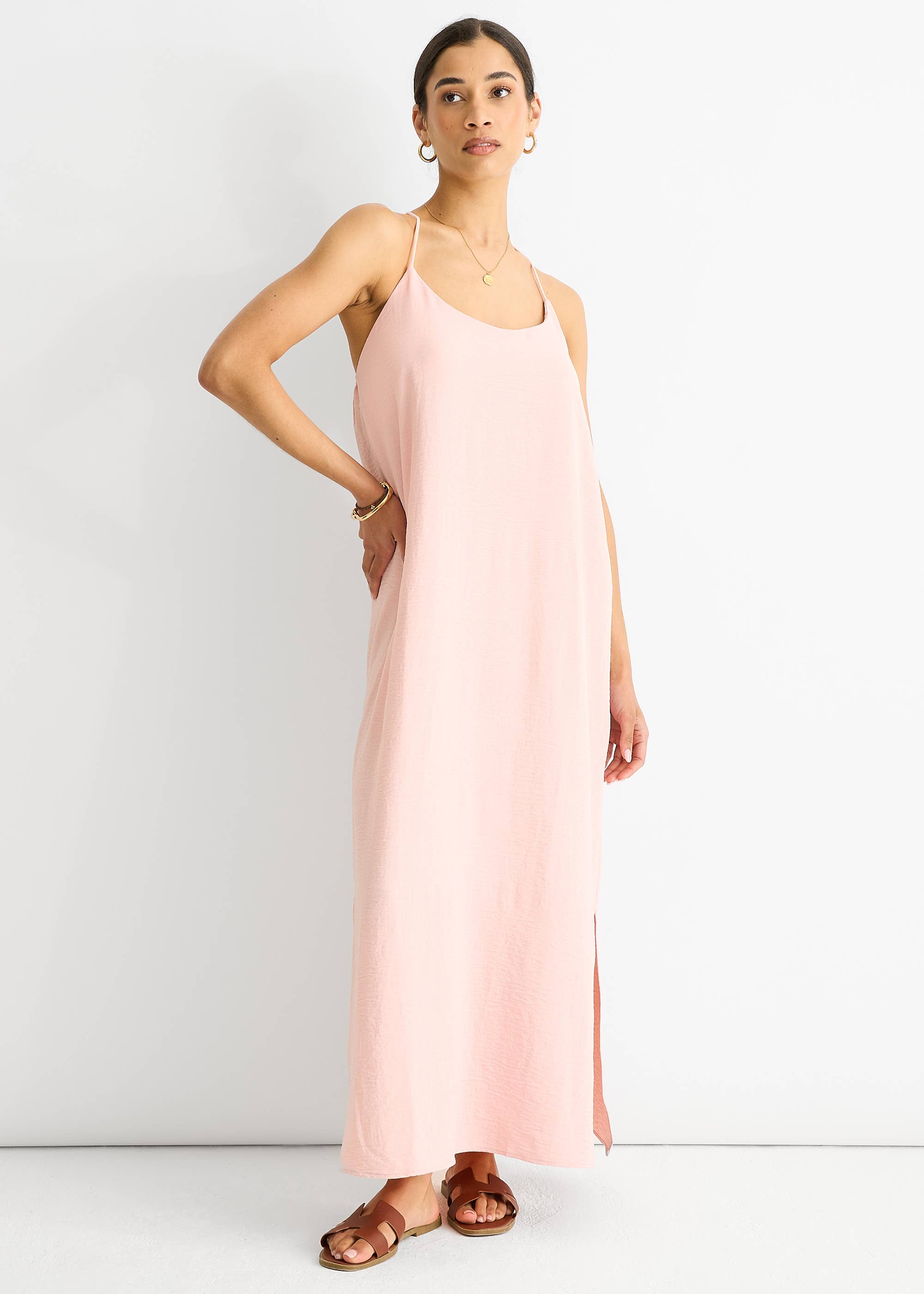 Blush Strappy Cross Back Airflow Oversized Dress