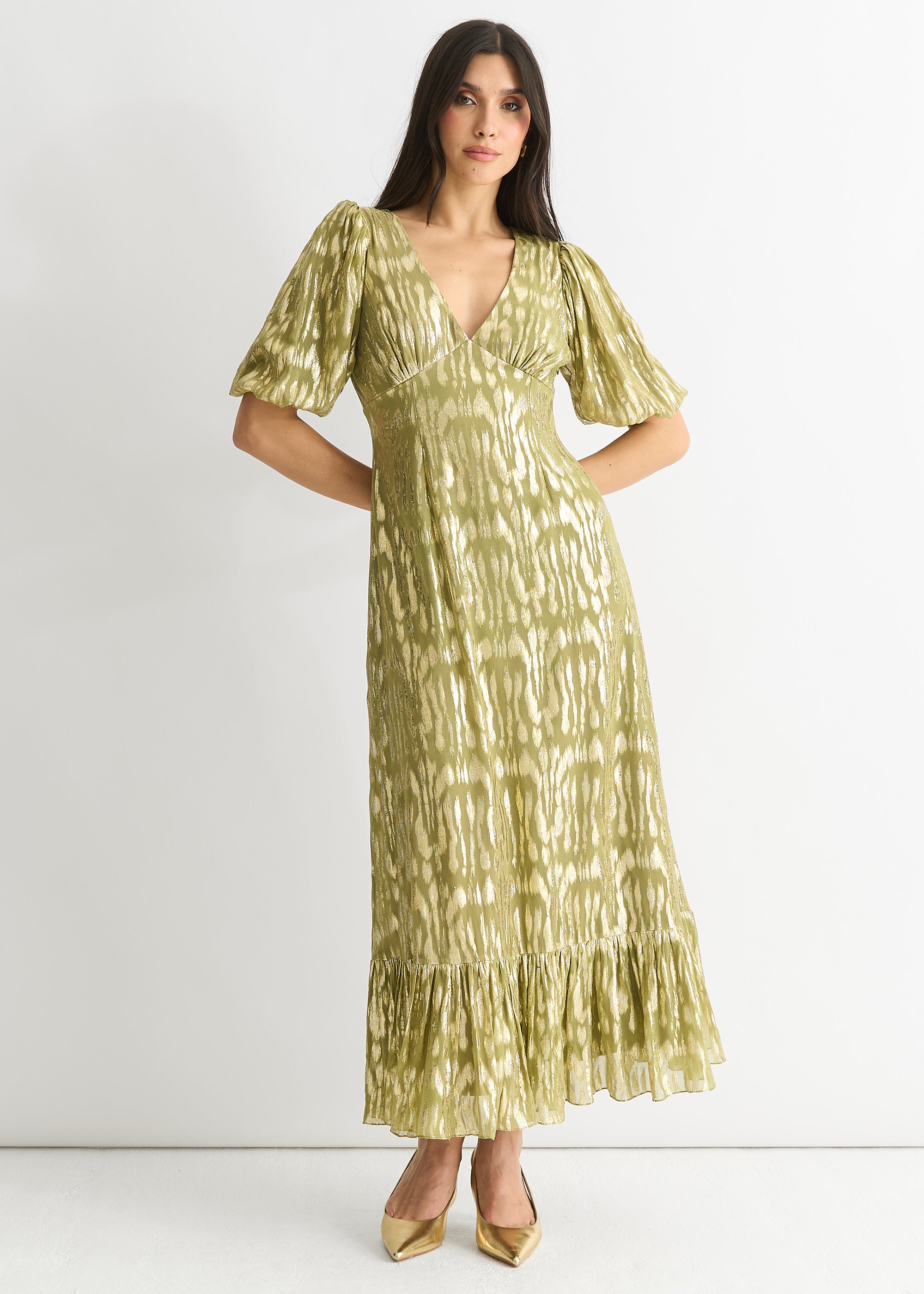 Viscose Animal Jacquard Occasion Midi Dress