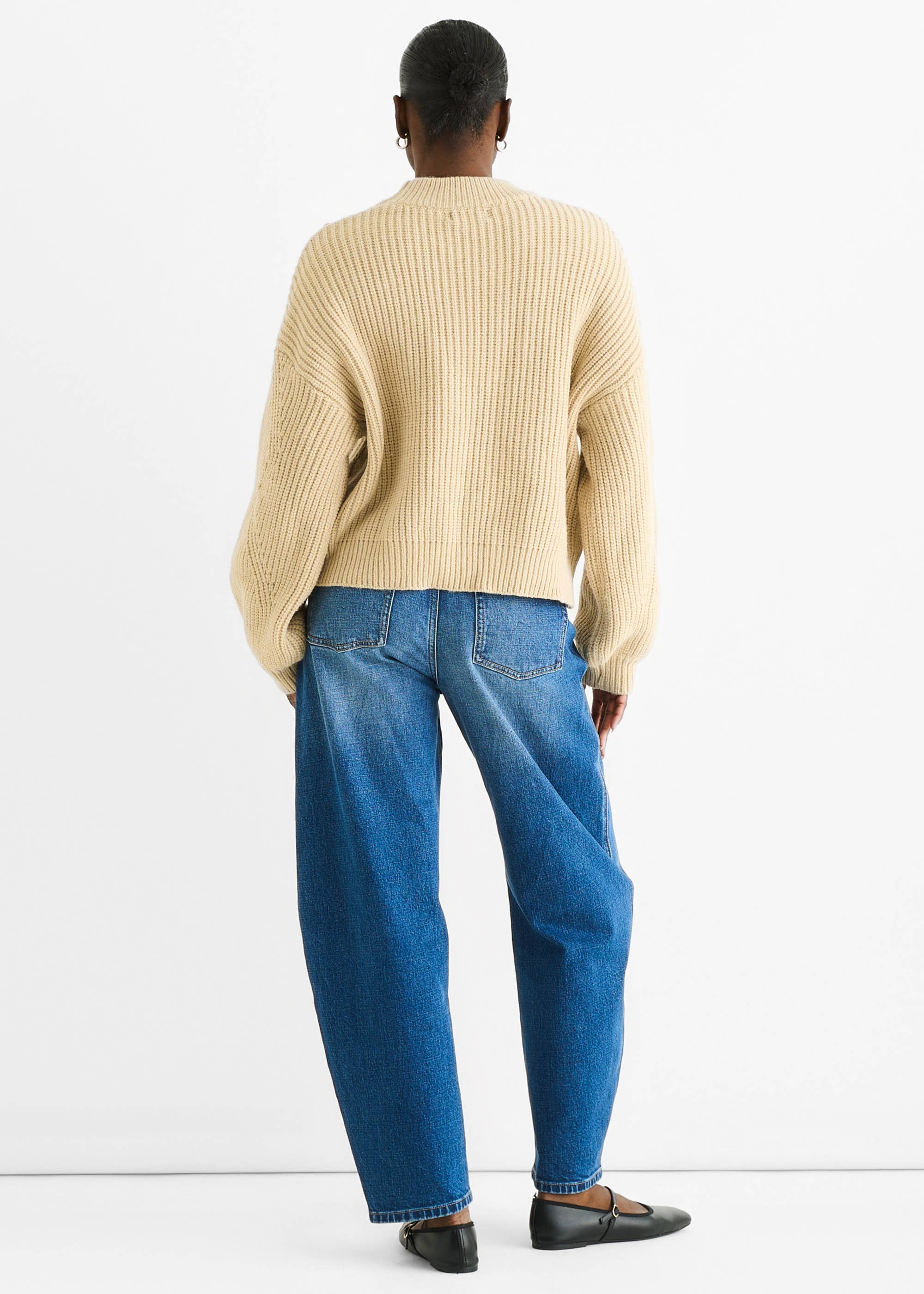 Beige Chunky Knit Oversized Jumper