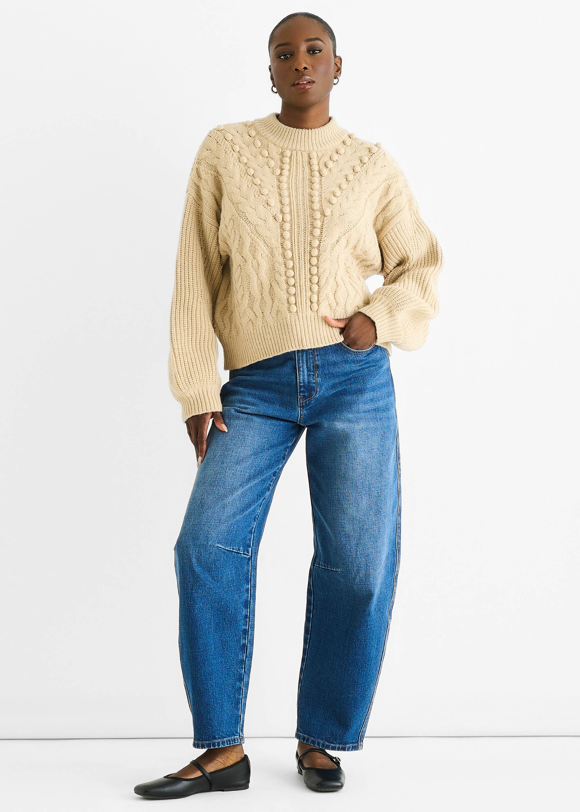 Beige Chunky Knit Oversized Jumper