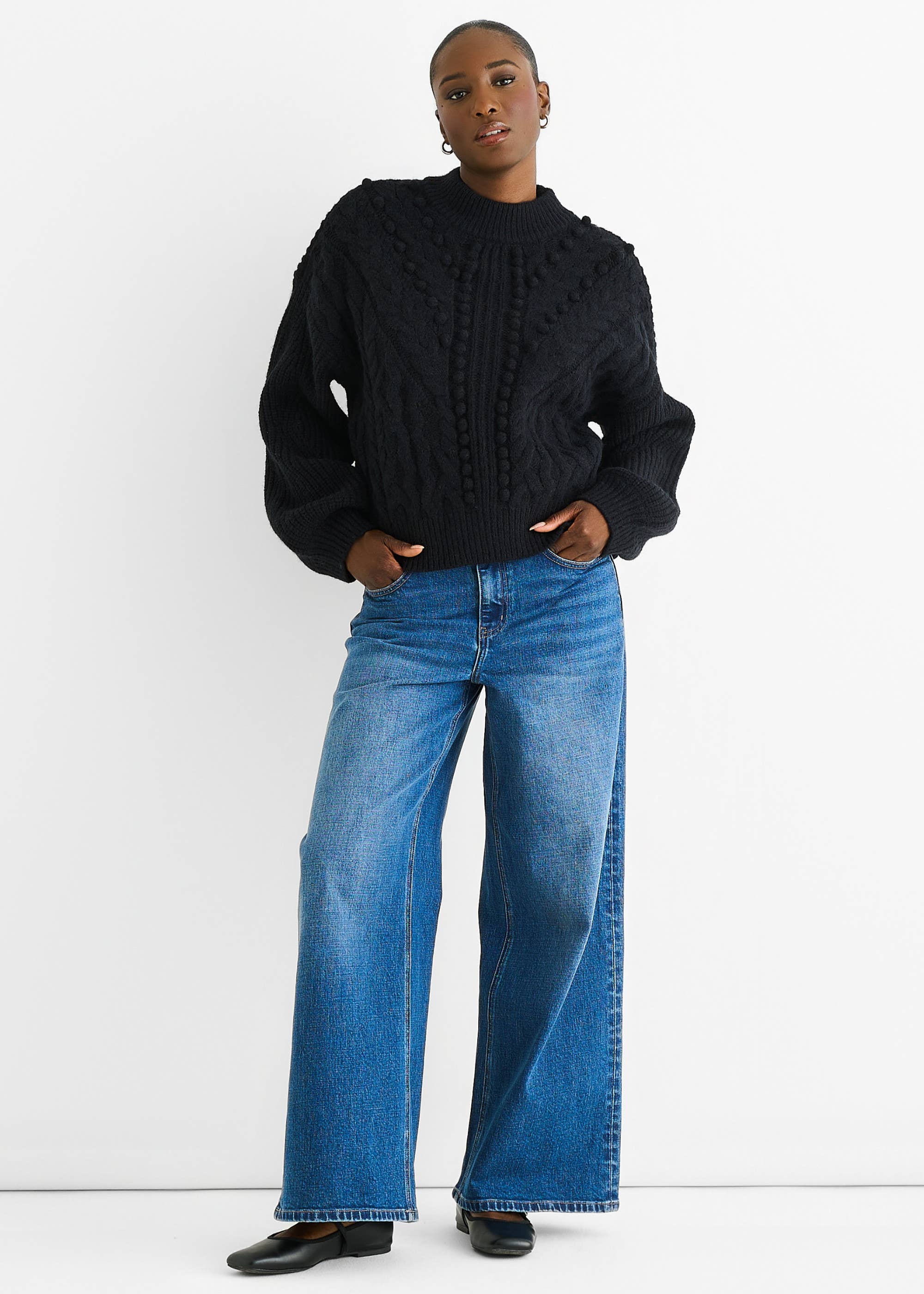 Black Chunky Knit Oversized Jumper