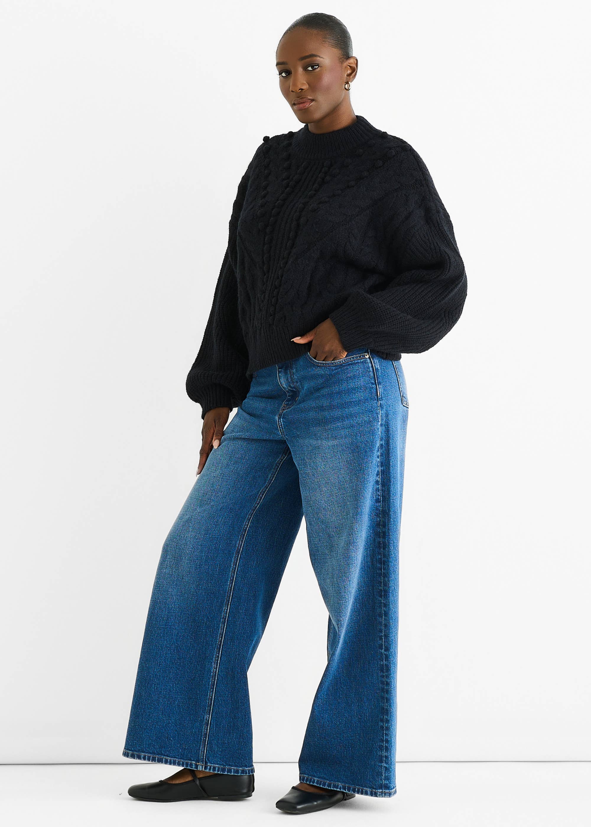 Black Chunky Knit Oversized Jumper